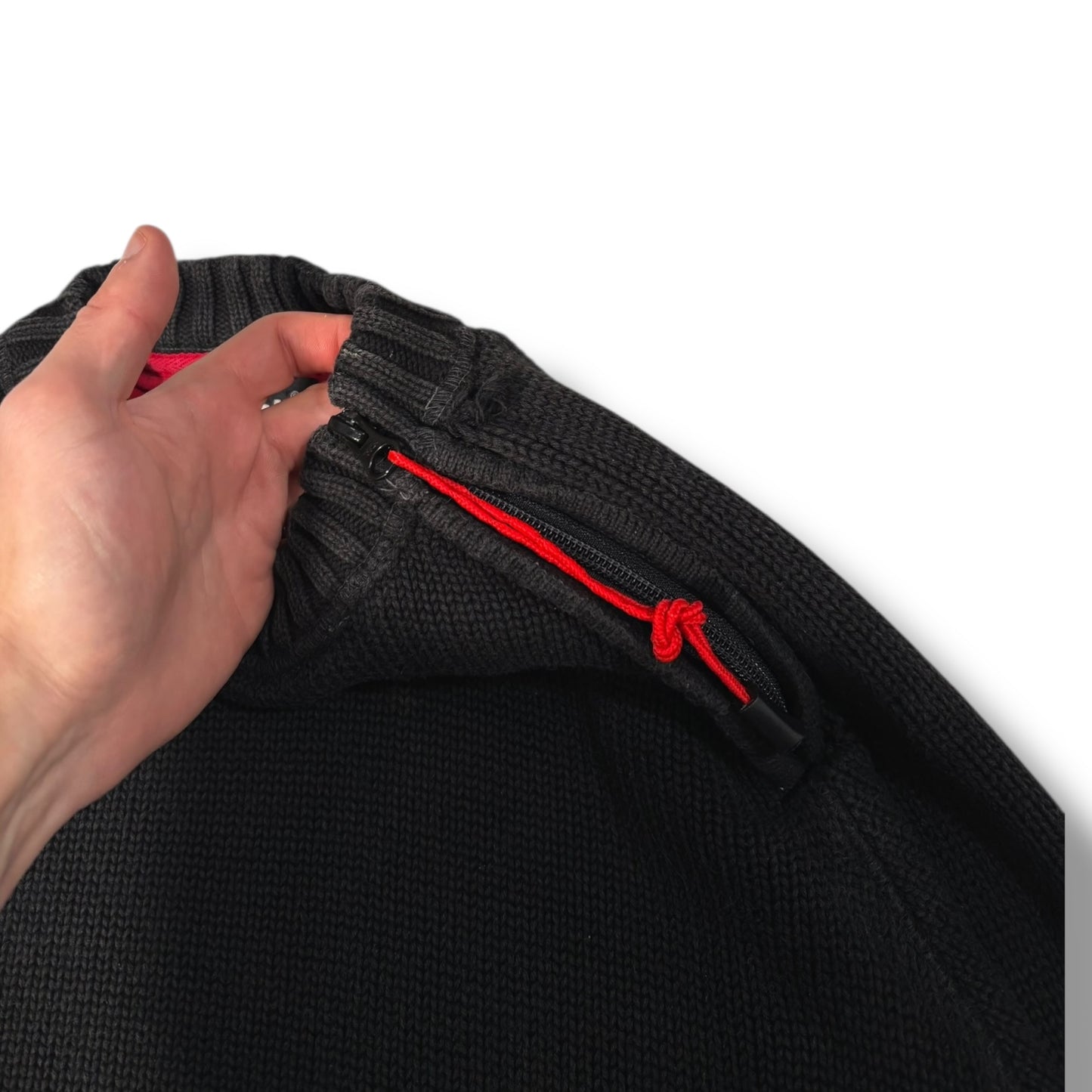 Schott 00’s Shoulder Zip Ribbed Knit Large