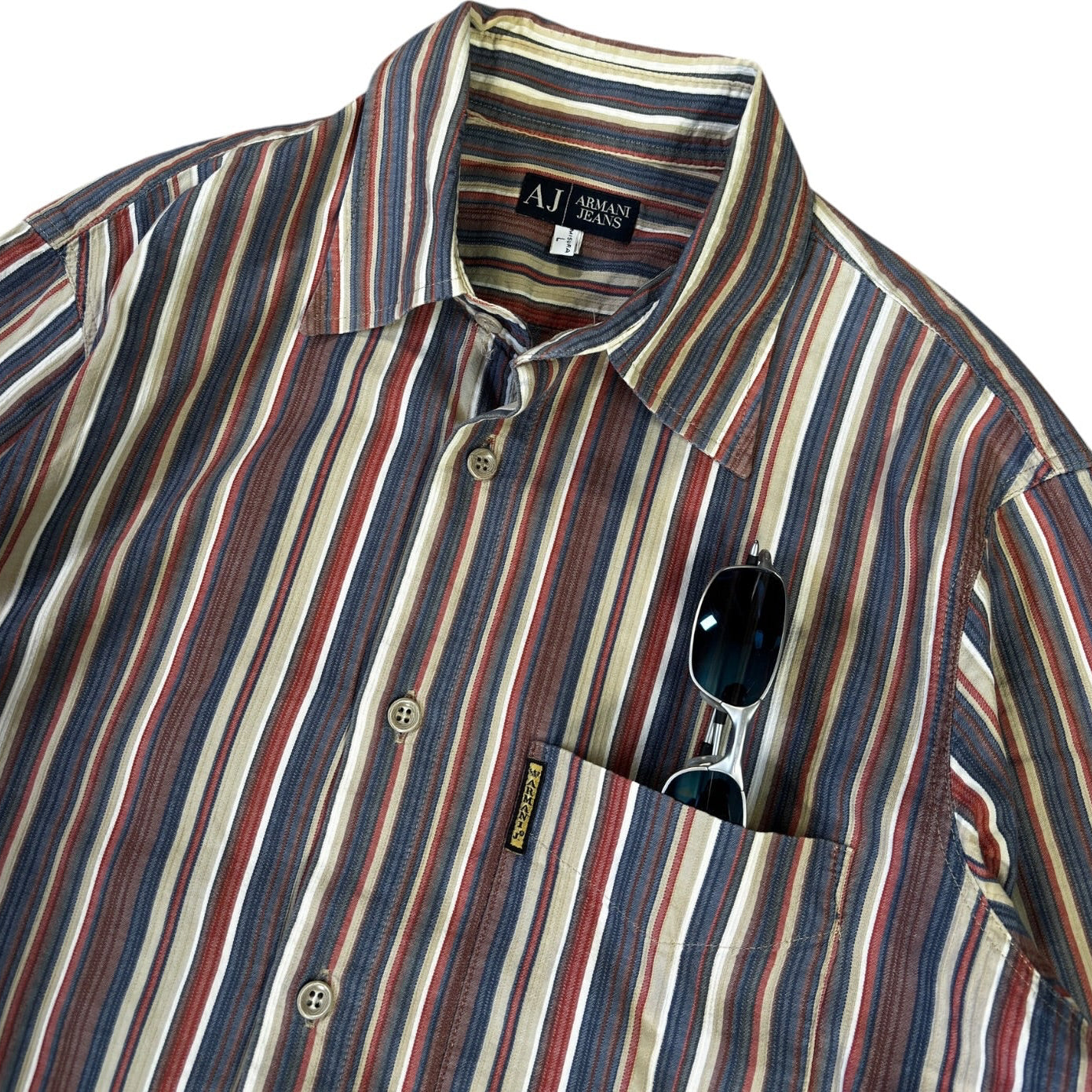 Armani Jeans 00's Striped Long Sleeve Shirt L