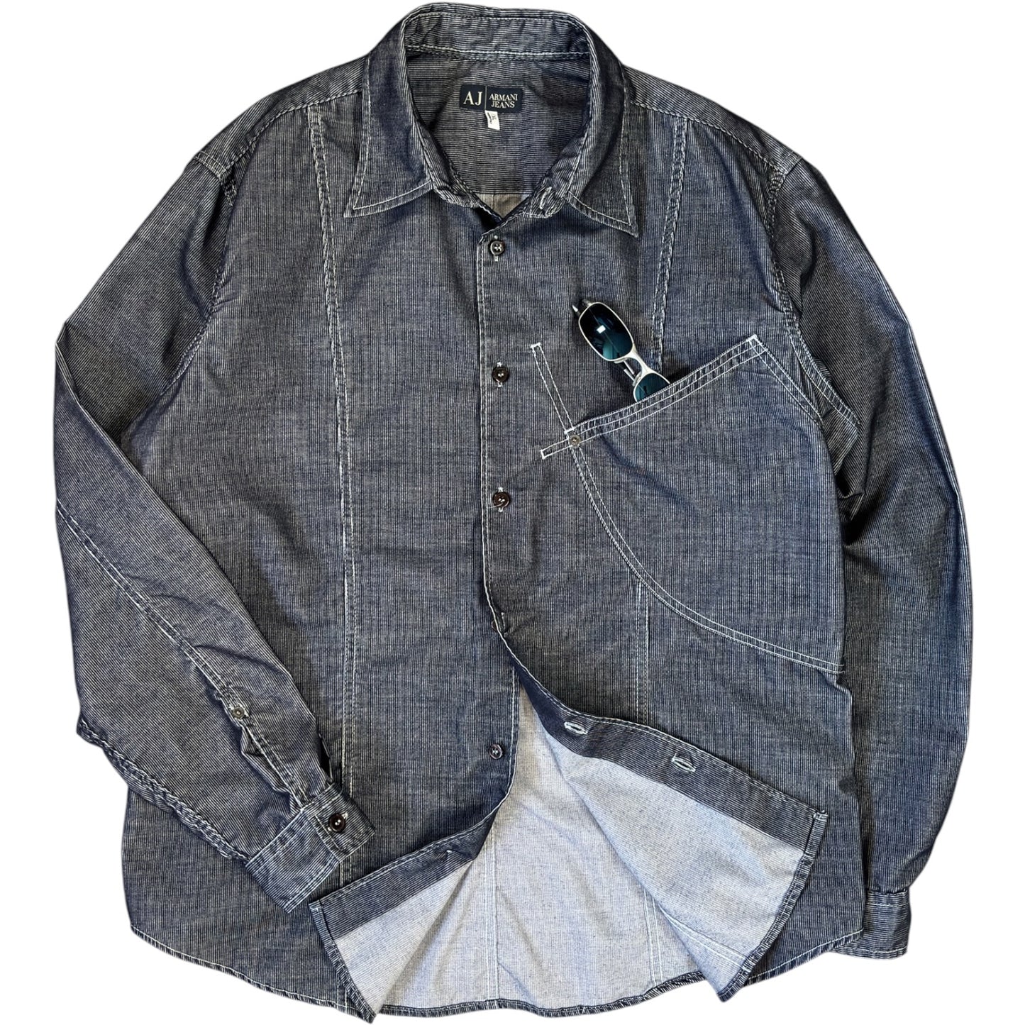Armani Jeans 00’s Corduroy Contrast Stitch Long Sleeve Shirt XL