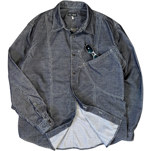 Armani Jeans 00’s Corduroy Contrast Stitch Long Sleeve Shirt XL