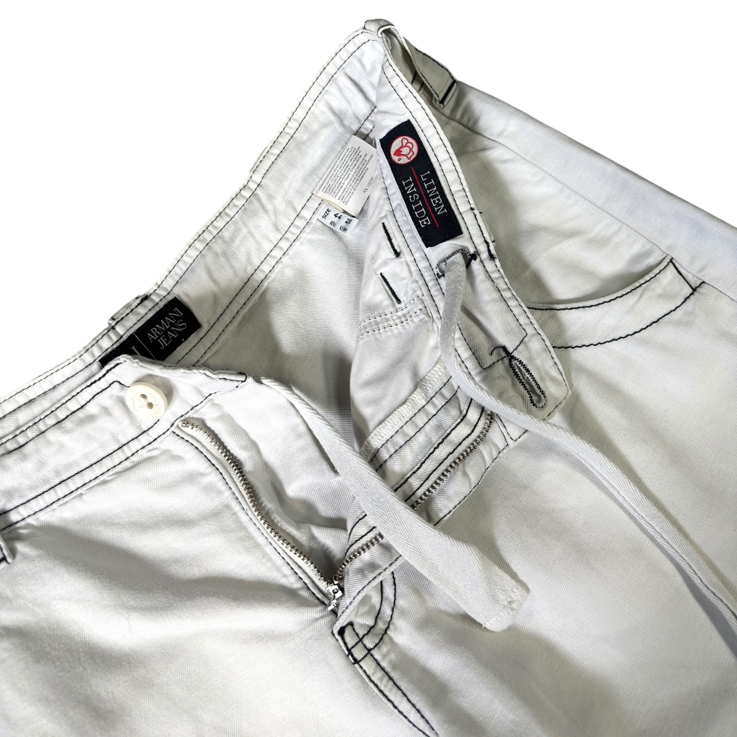 Armani Jeans 00’s Contrast Stitch Linen Hemp Shorts W32
