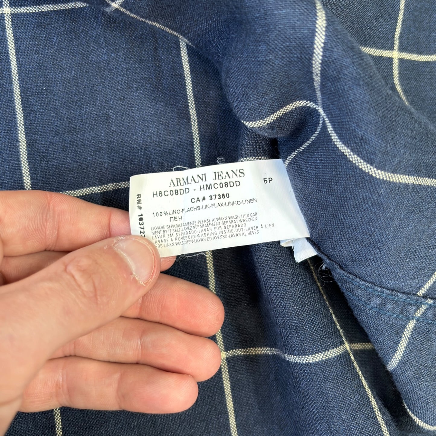 Armani Jeans 00’s Plaid Linen Short Sleeve Shirt M