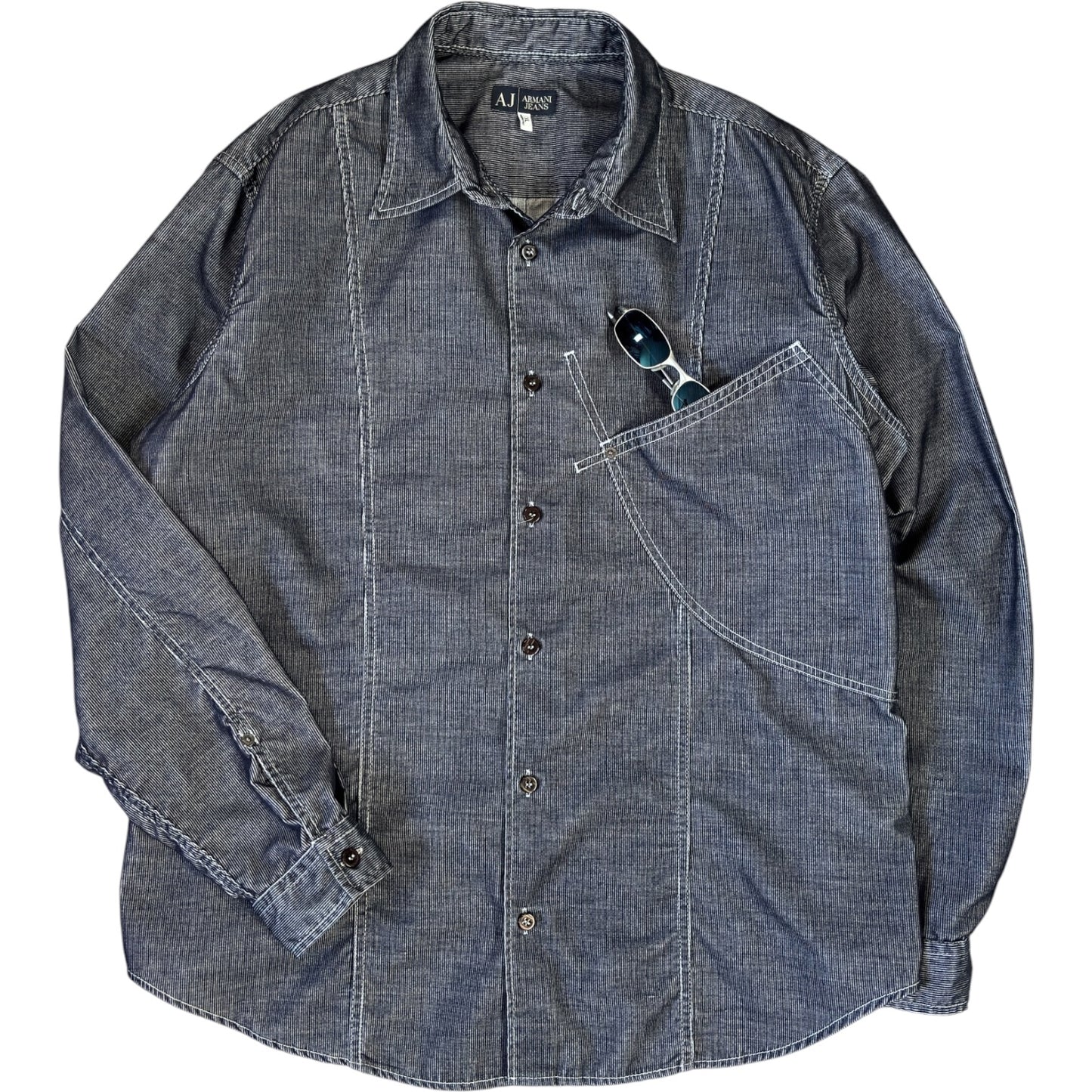 Armani Jeans 00’s Corduroy Contrast Stitch Long Sleeve Shirt XL