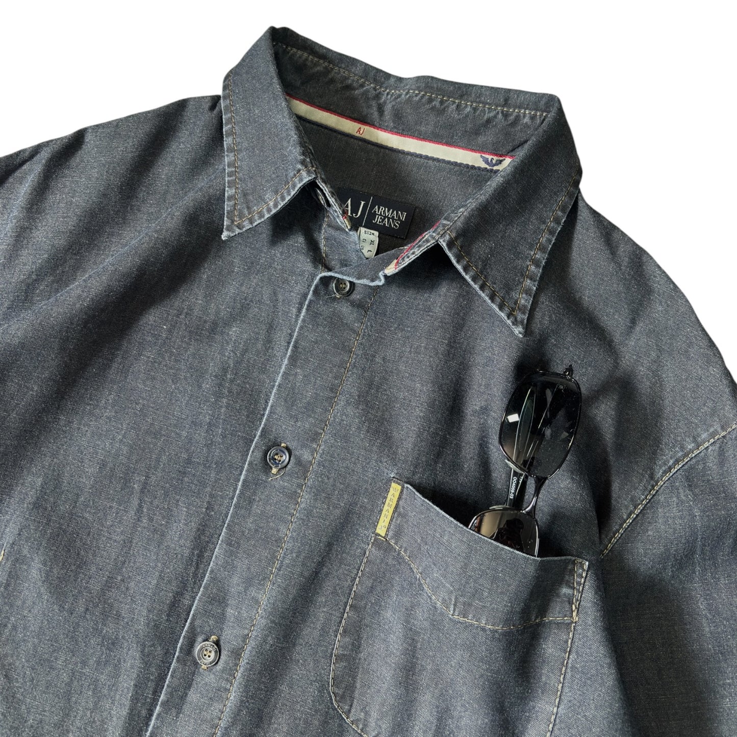 Armani Jeans 00's Dark Wash Denim Shirt XL