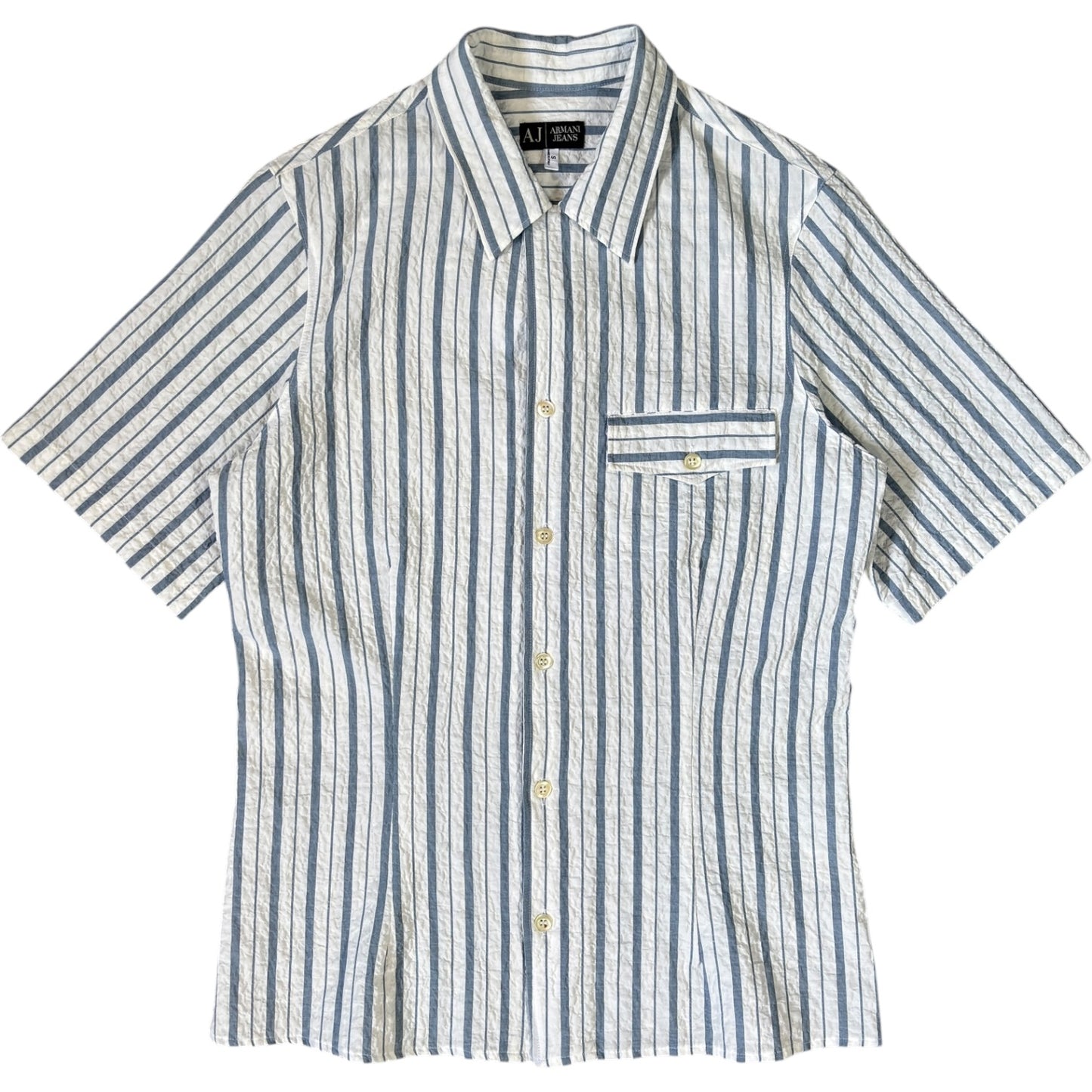 Armani Jeans 00’s Pleated Short Sleeve Shirt S