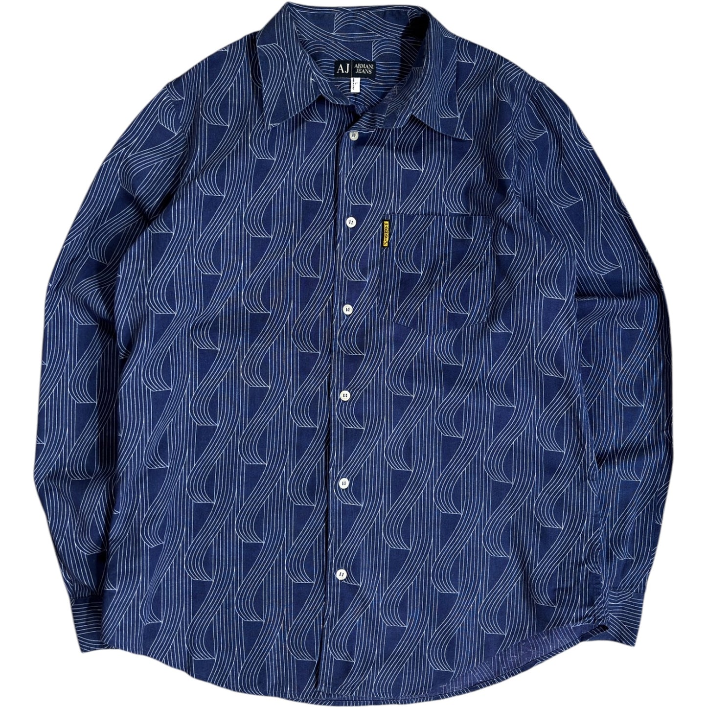 Armani Jeans 00's Patterned Linen Shirt L