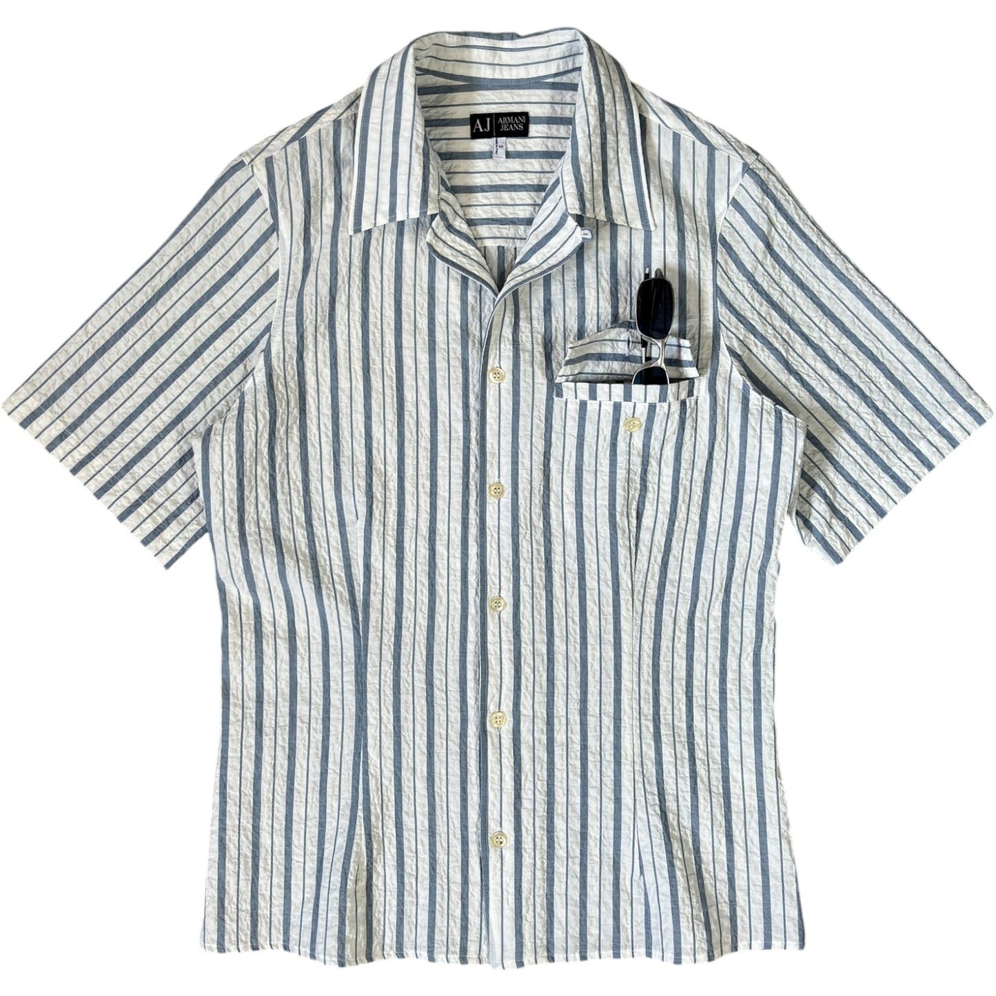 Armani Jeans 00’s Pleated Short Sleeve Shirt S