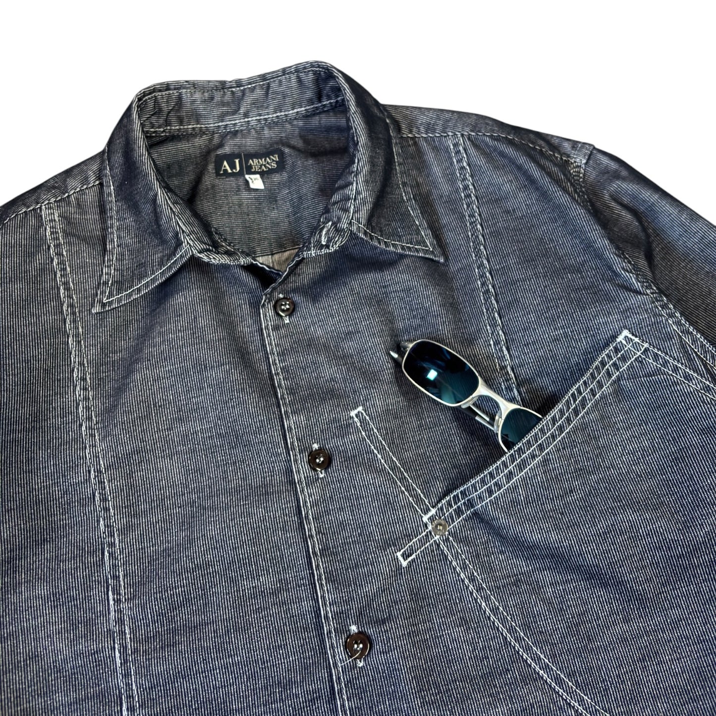 Armani Jeans 00’s Corduroy Contrast Stitch Long Sleeve Shirt XL