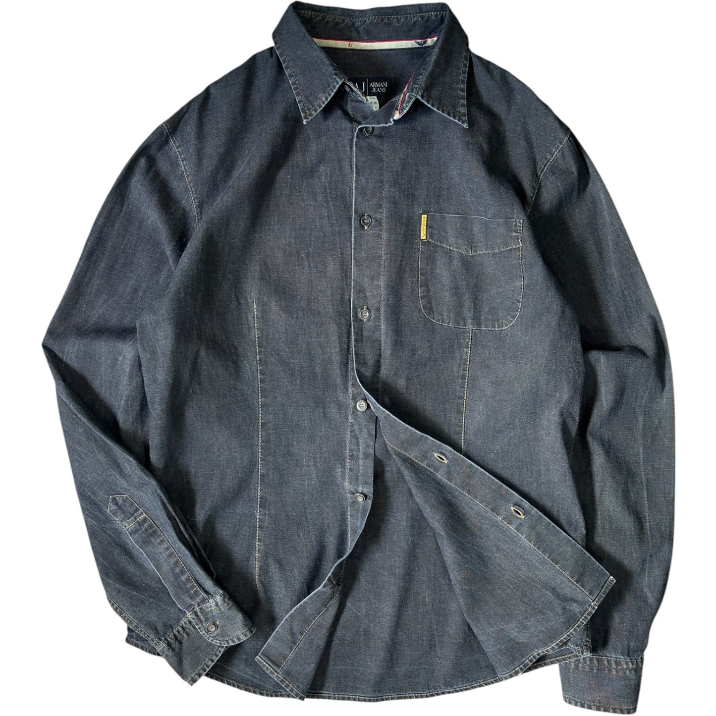 Armani Jeans 00's Dark Wash Denim Shirt XL
