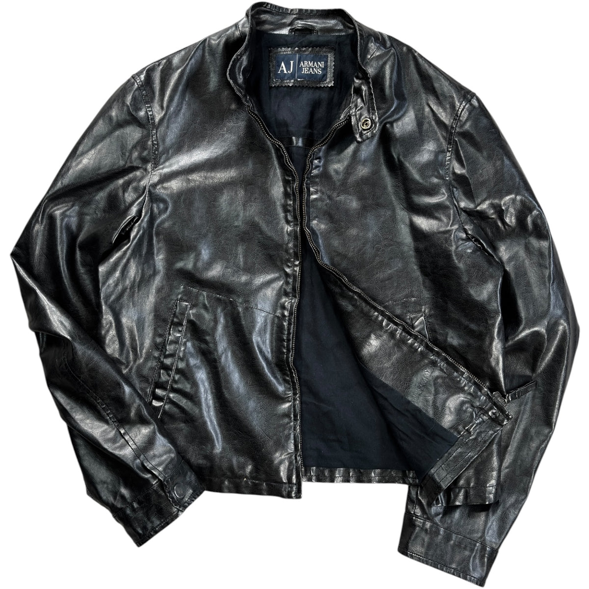 Armani Jeans 00’s Cropped Faux Leather Jacket M