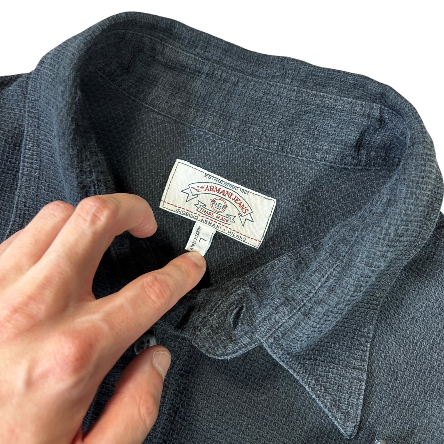 Armani Jeans 90’s Ramie Blend Waffle Shirt L