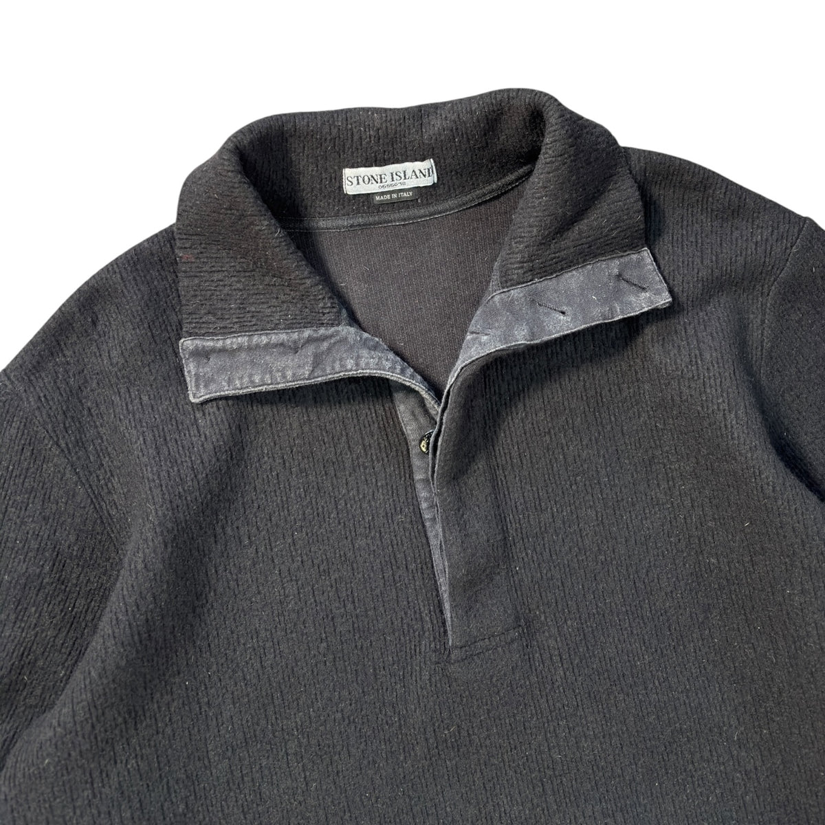 Stone Island 2005 Heavy Wool Knit Buttoned Jumper XL