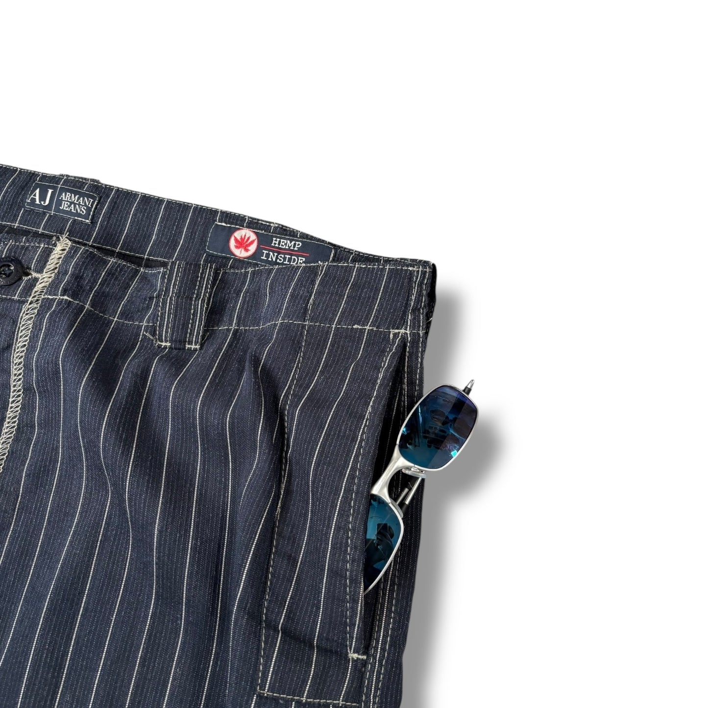 Armani Jeans 00’s Pinstripe Hemp Bottoms 36W