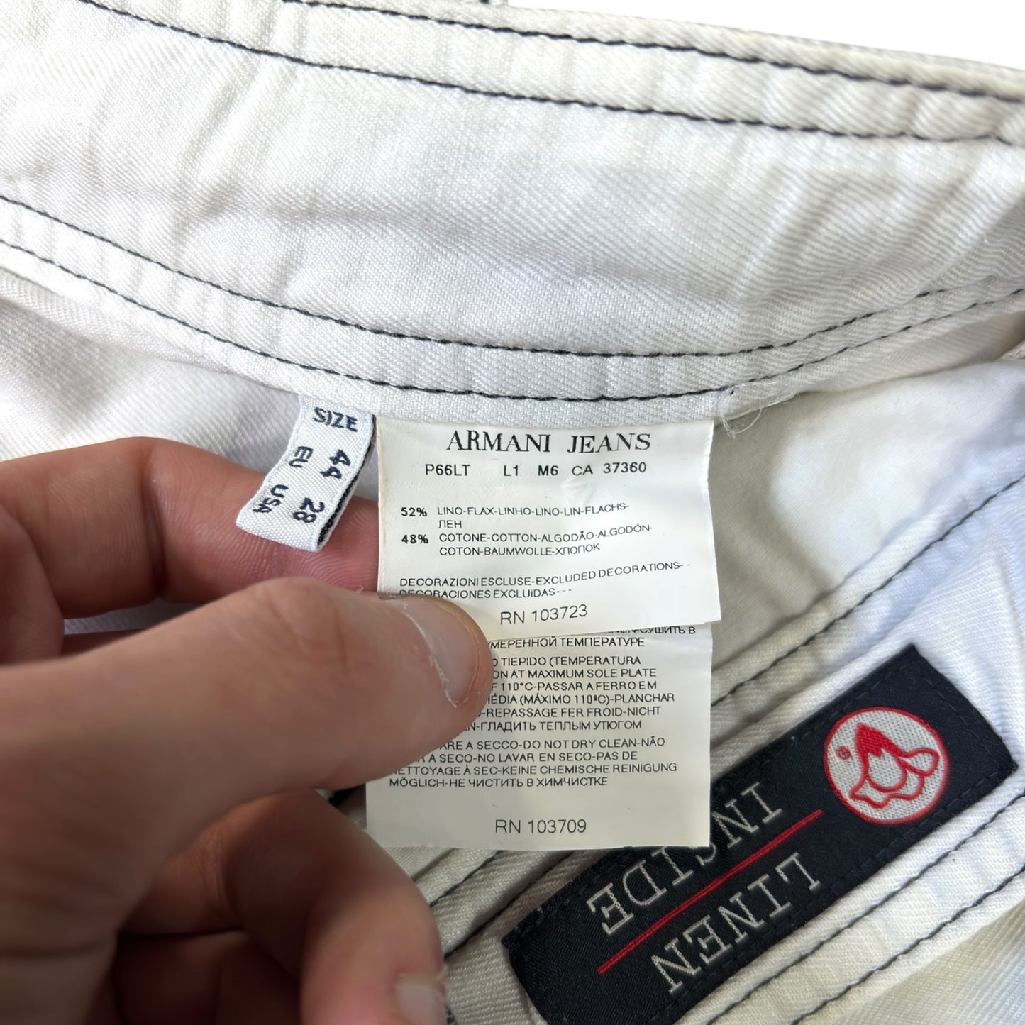 Armani Jeans 00’s Contrast Stitch Linen Hemp Shorts W32