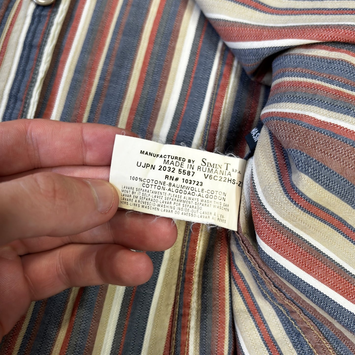 Armani Jeans 00's Striped Long Sleeve Shirt L