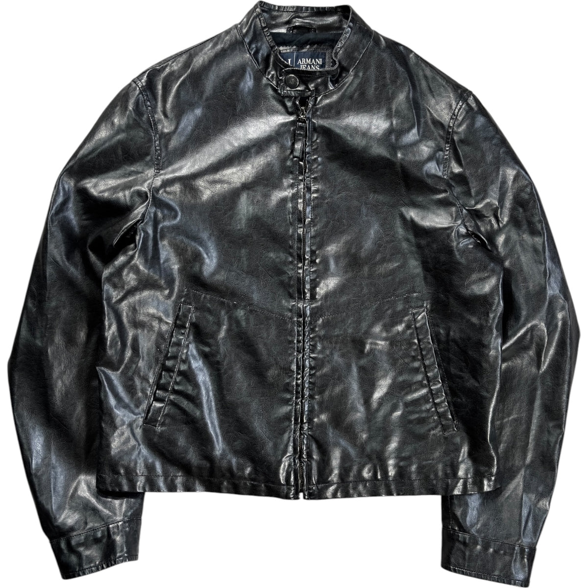 Armani Jeans 00’s Cropped Faux Leather Jacket M