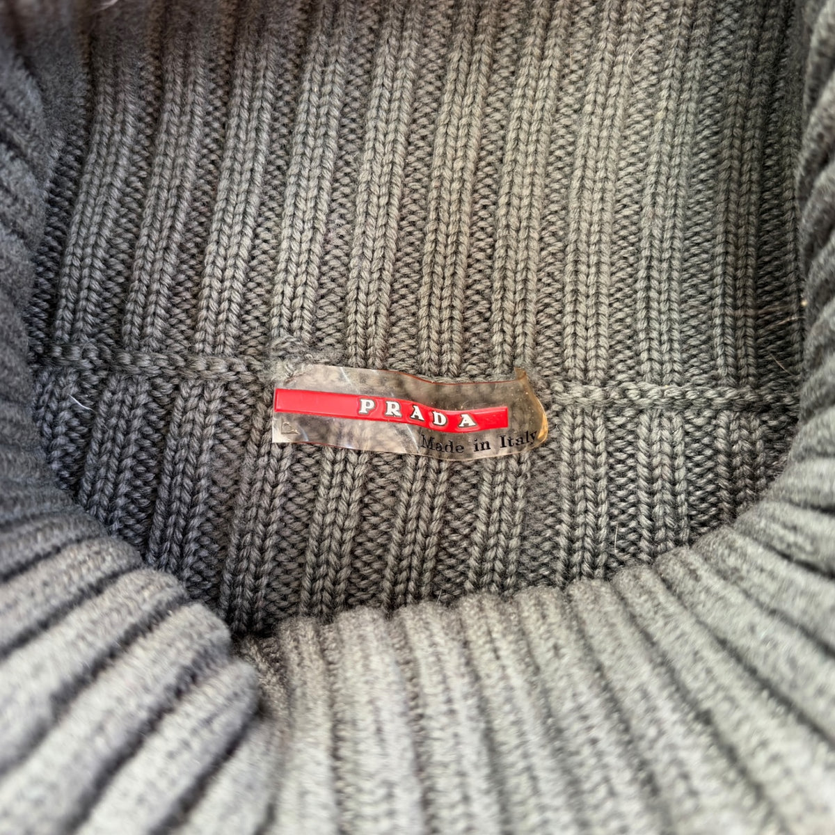 Prada FW1999 Ribbed Heavyweight Turtle Neck Wool Jumper L