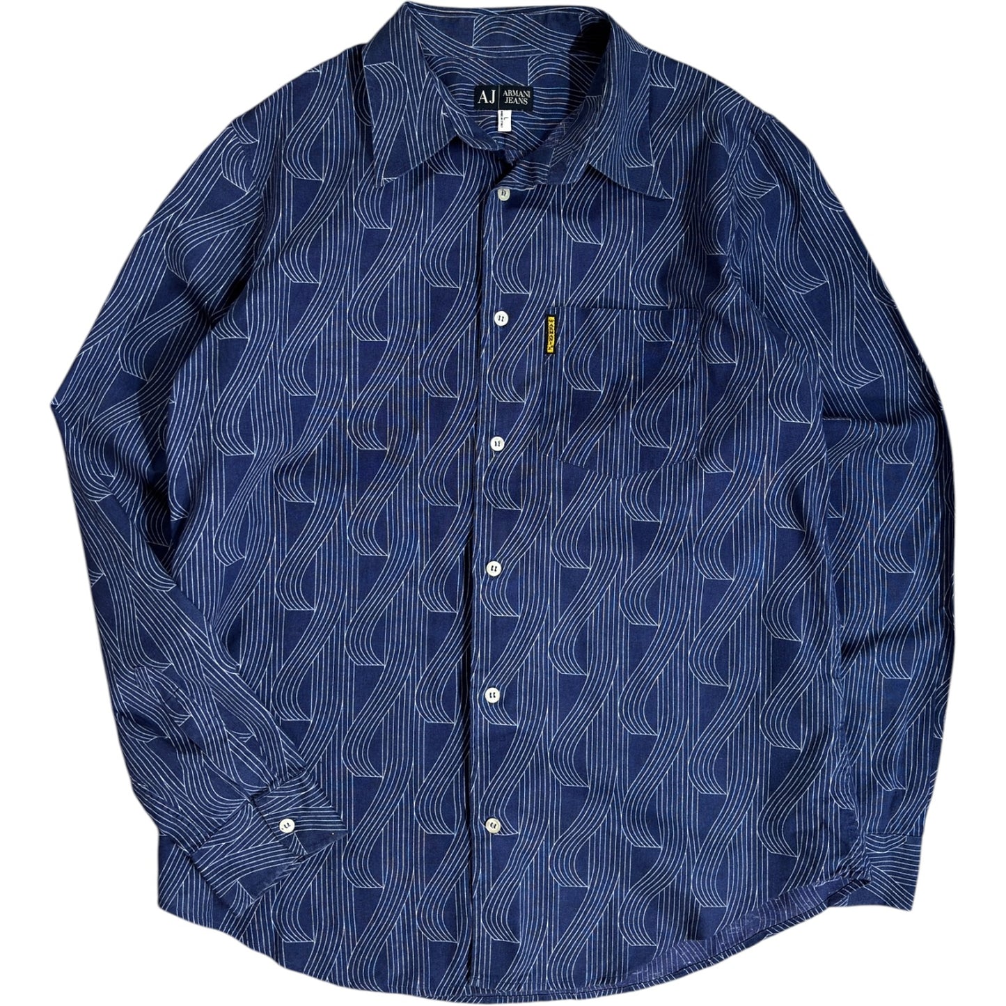 Armani Jeans 00's Patterned Linen Shirt L