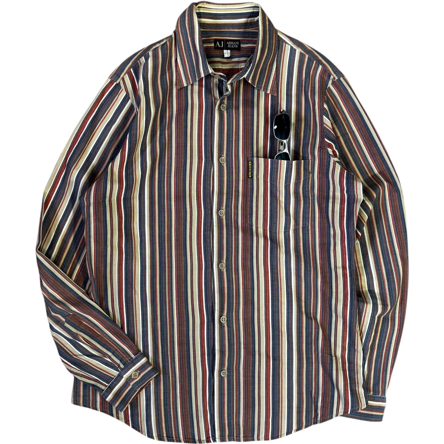 Armani Jeans 00's Striped Long Sleeve Shirt L