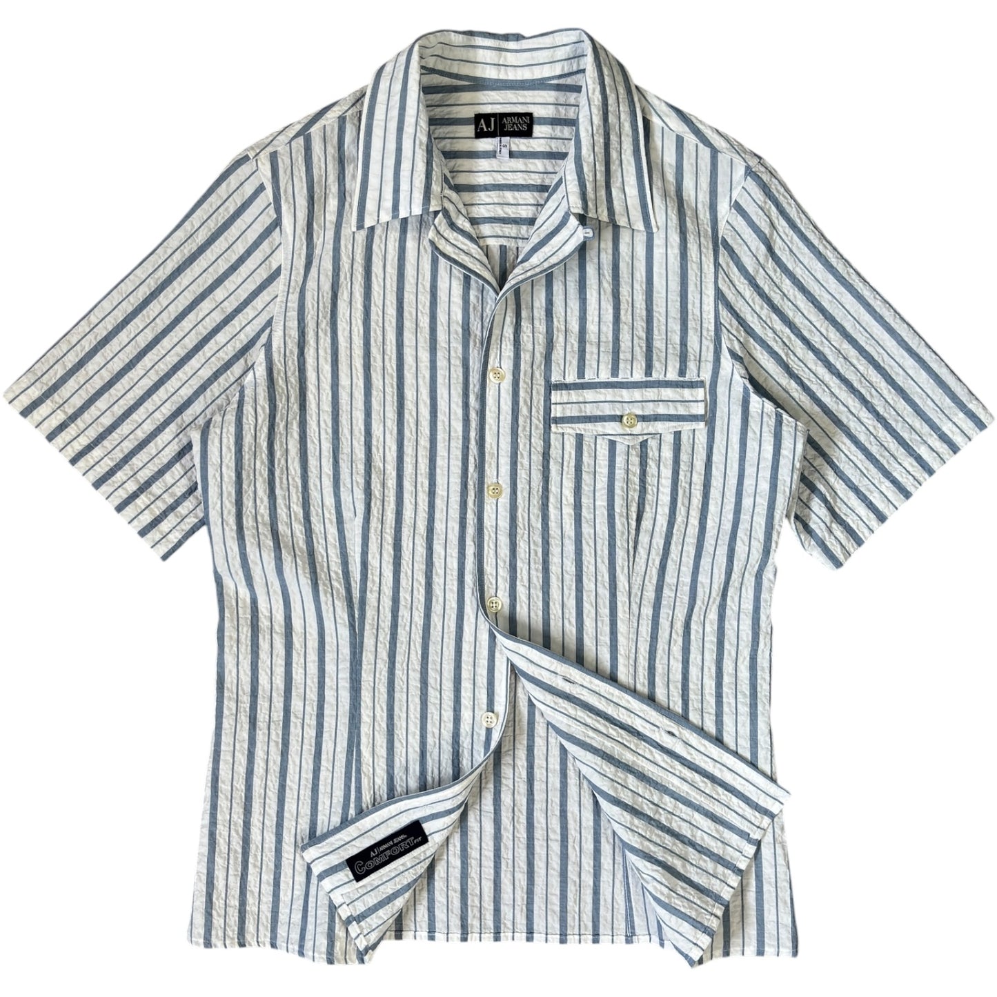 Armani Jeans 00’s Pleated Short Sleeve Shirt S