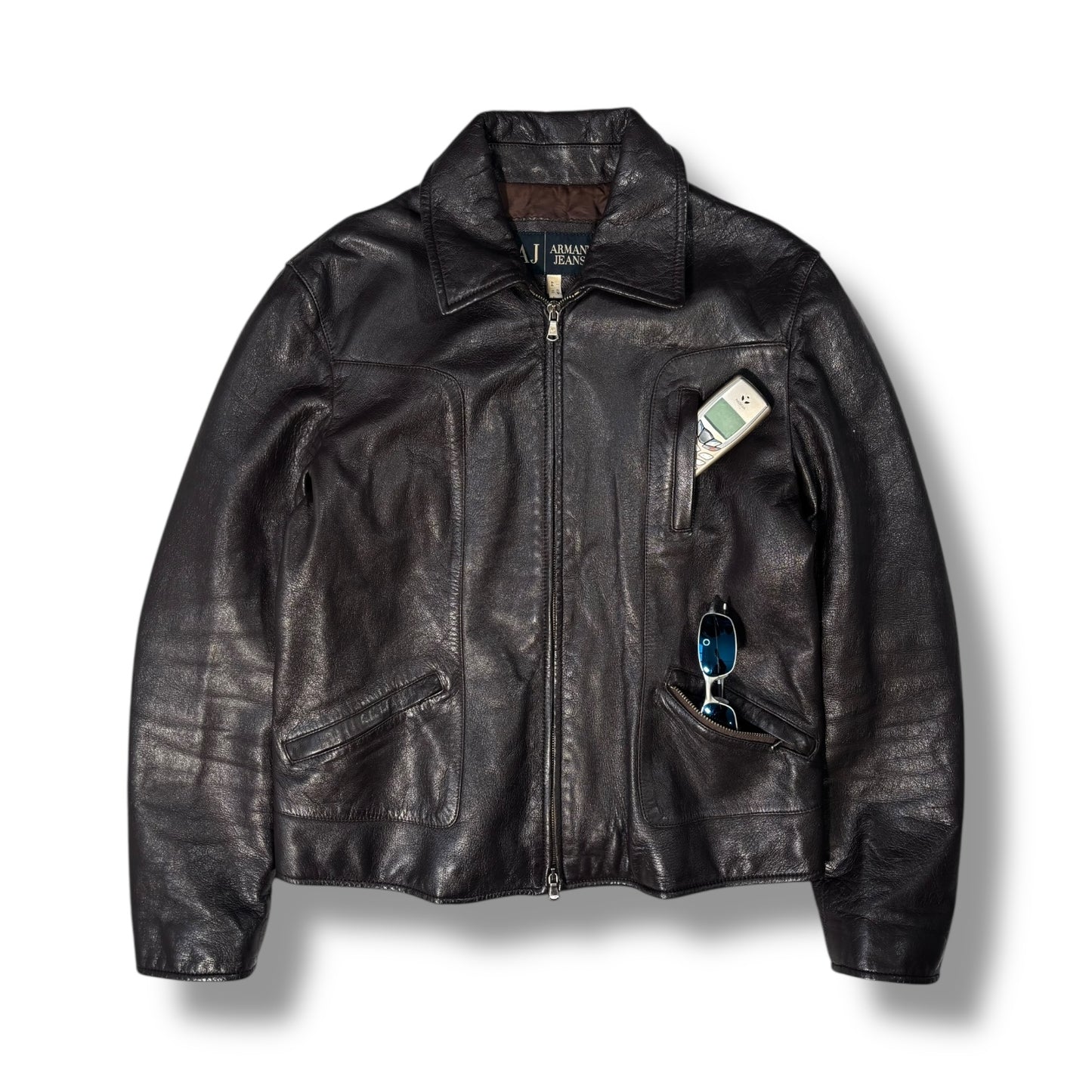 Armani Jeans 00’s Cropped Leather Jacket Women’s UK 14