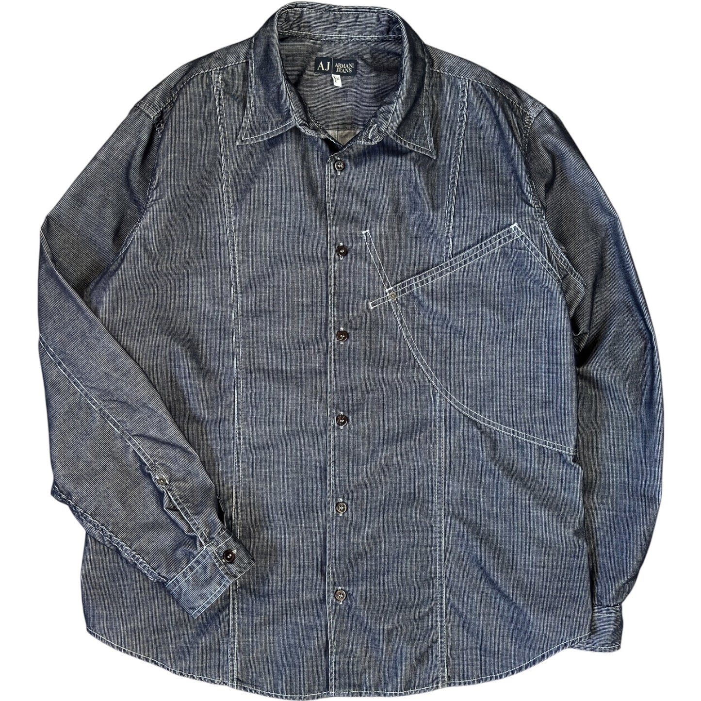 Armani Jeans 00’s Corduroy Contrast Stitch Long Sleeve Shirt XL
