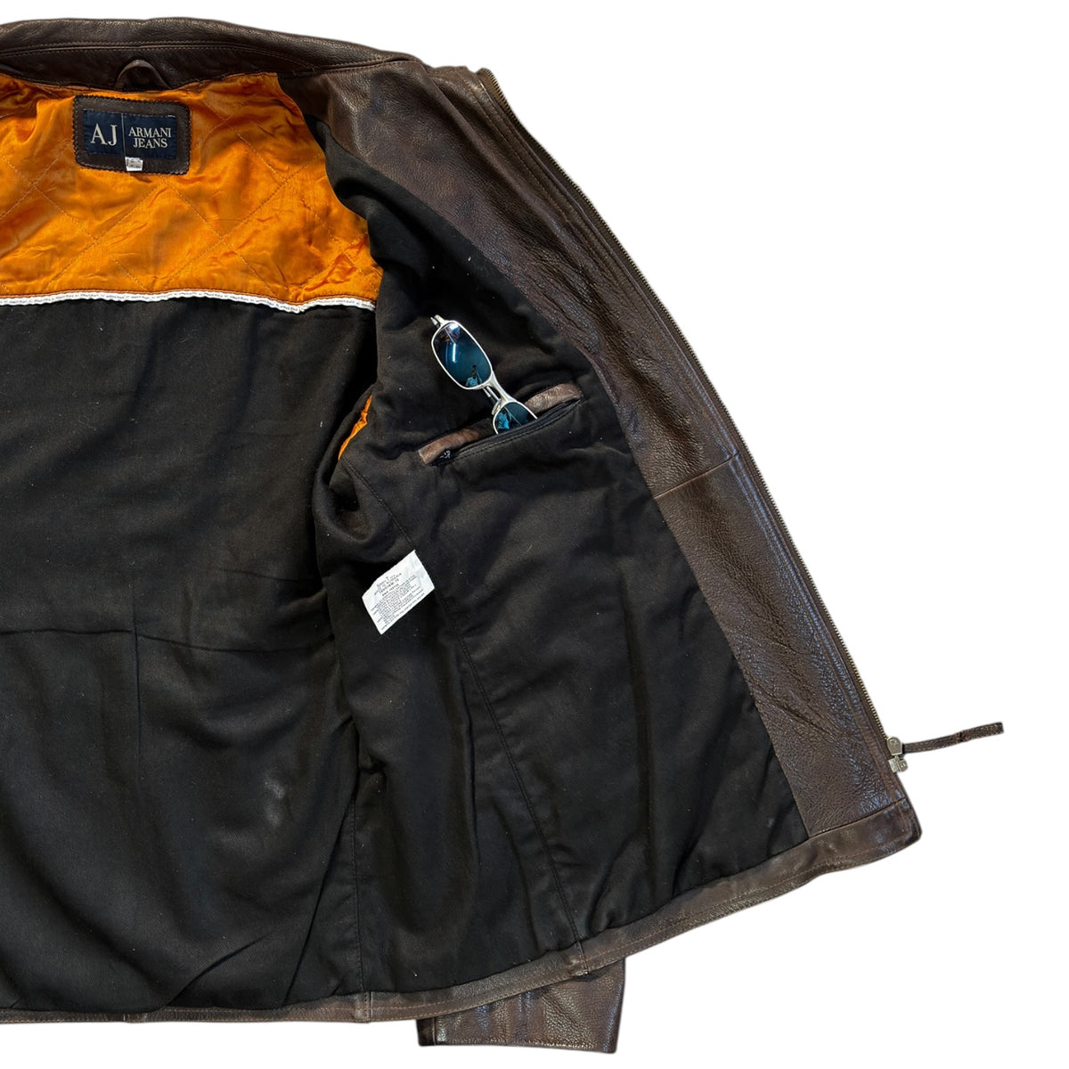 Armani Jeans 00’s Brown Leather Jacket XL