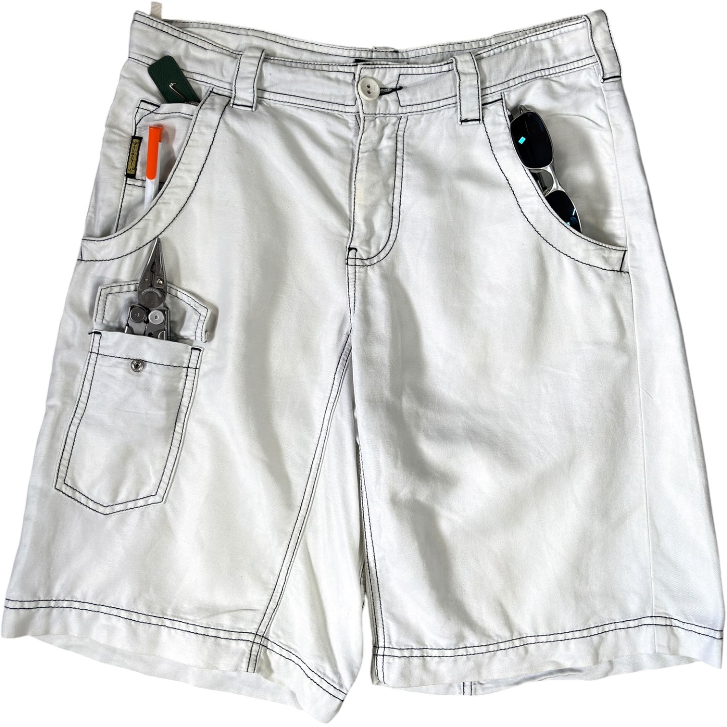 Armani Jeans 00’s Contrast Stitch Linen Hemp Shorts W32