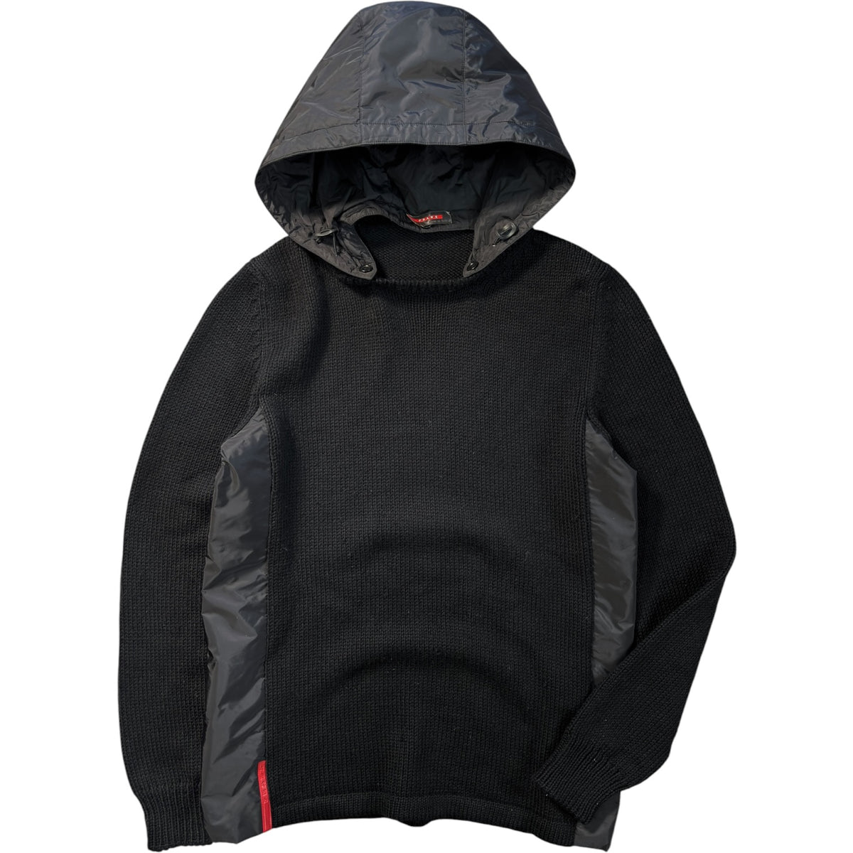 Prada Sport 00’s Panelled Detachable Hood Knit Jumper L