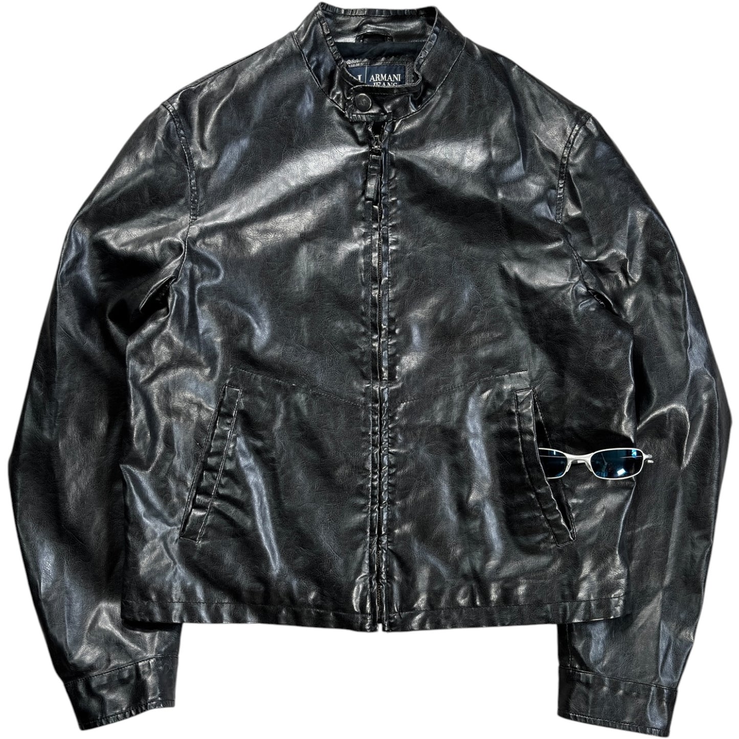 Armani Jeans 00’s Cropped Faux Leather Jacket M