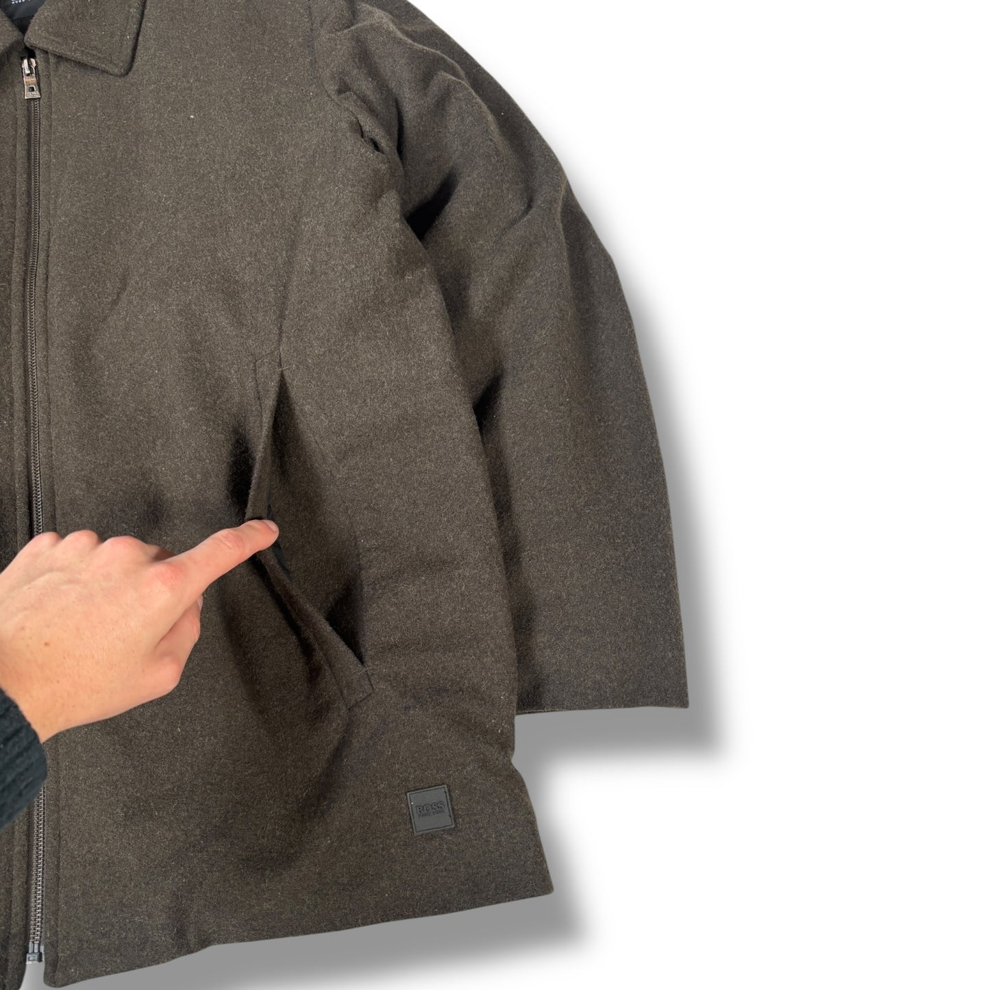 Hugo Boss 00’s Olive Cashmere Wool Jacket Large