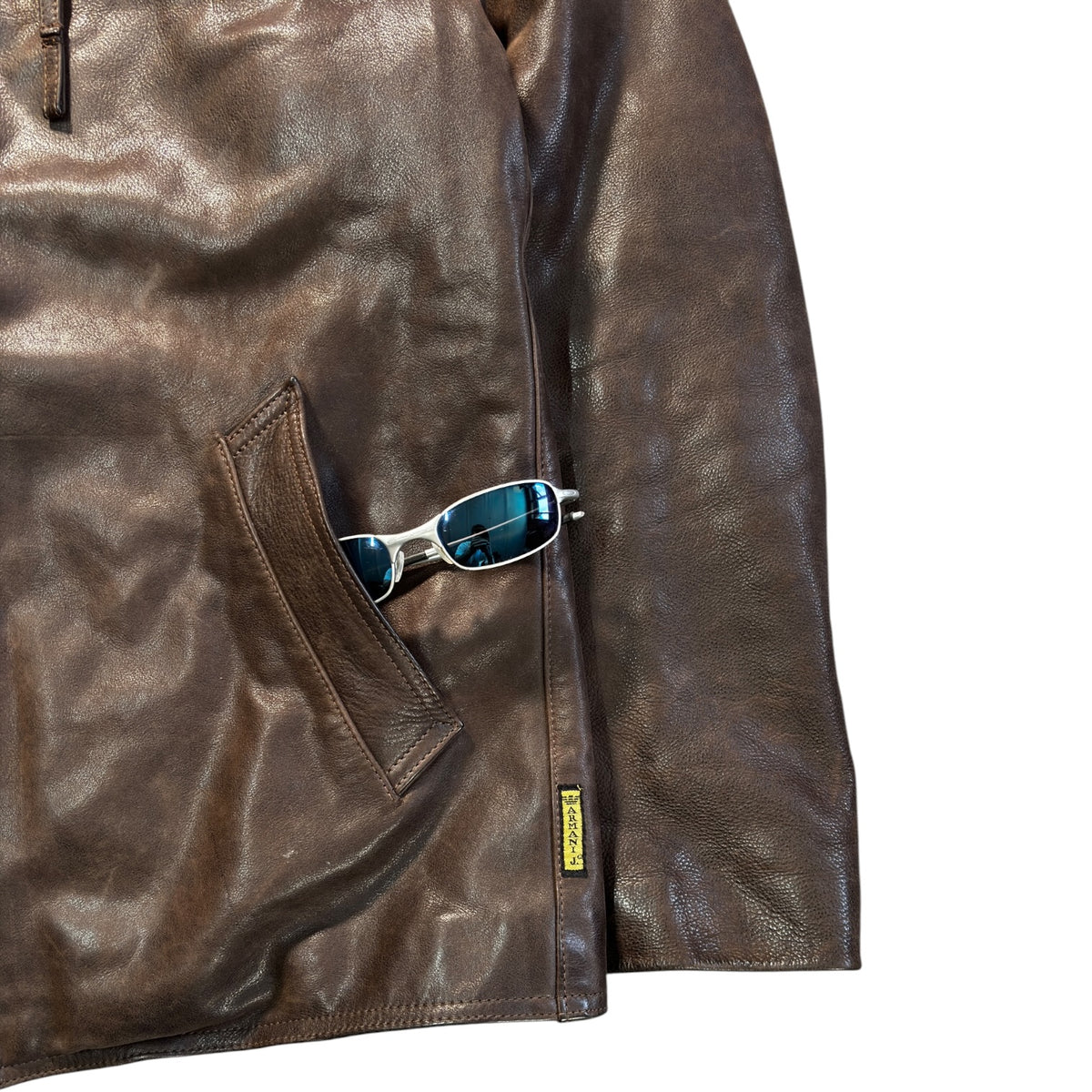 Armani Jeans 00’s Brown Leather Jacket XL