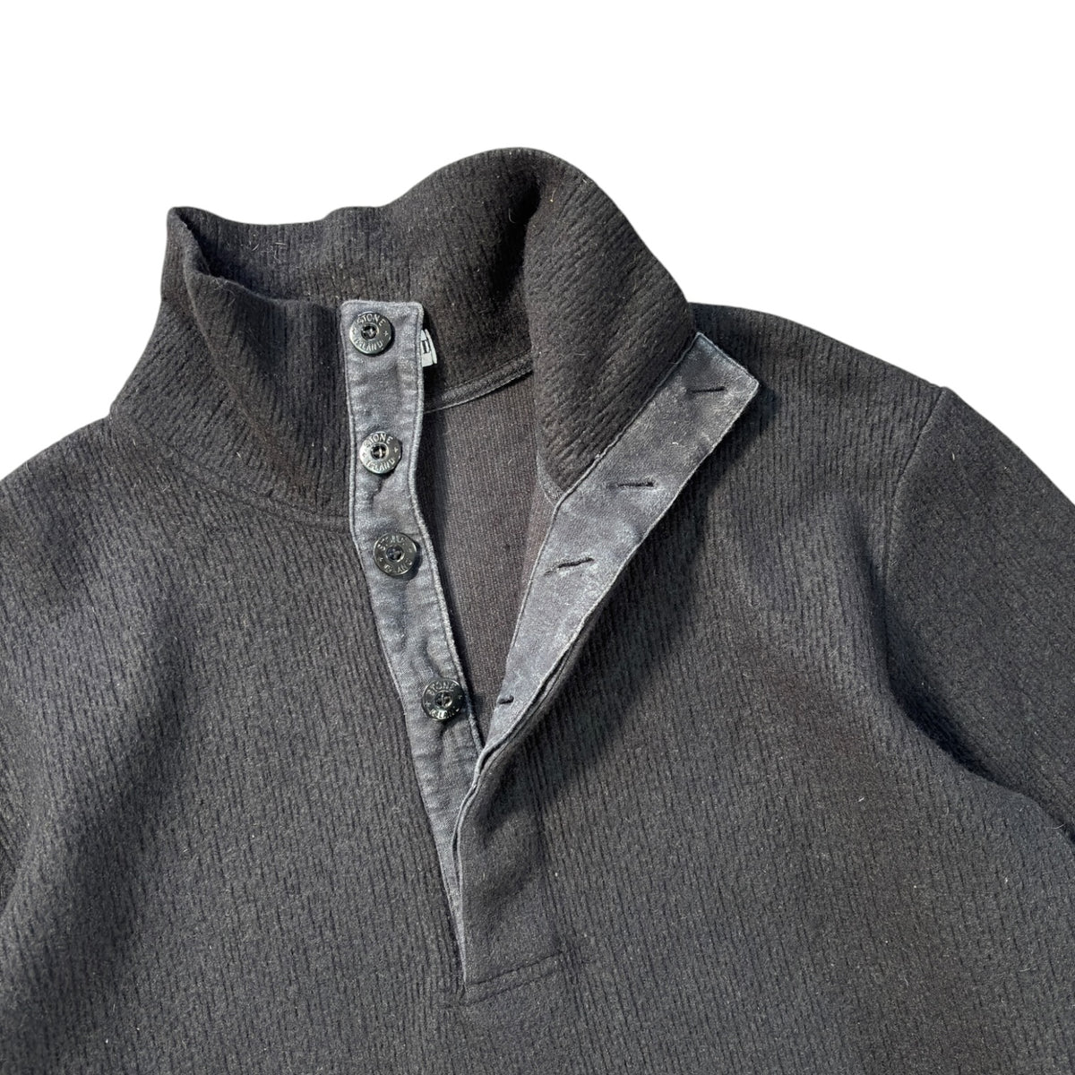 Stone Island 2005 Heavy Wool Knit Buttoned Jumper XL