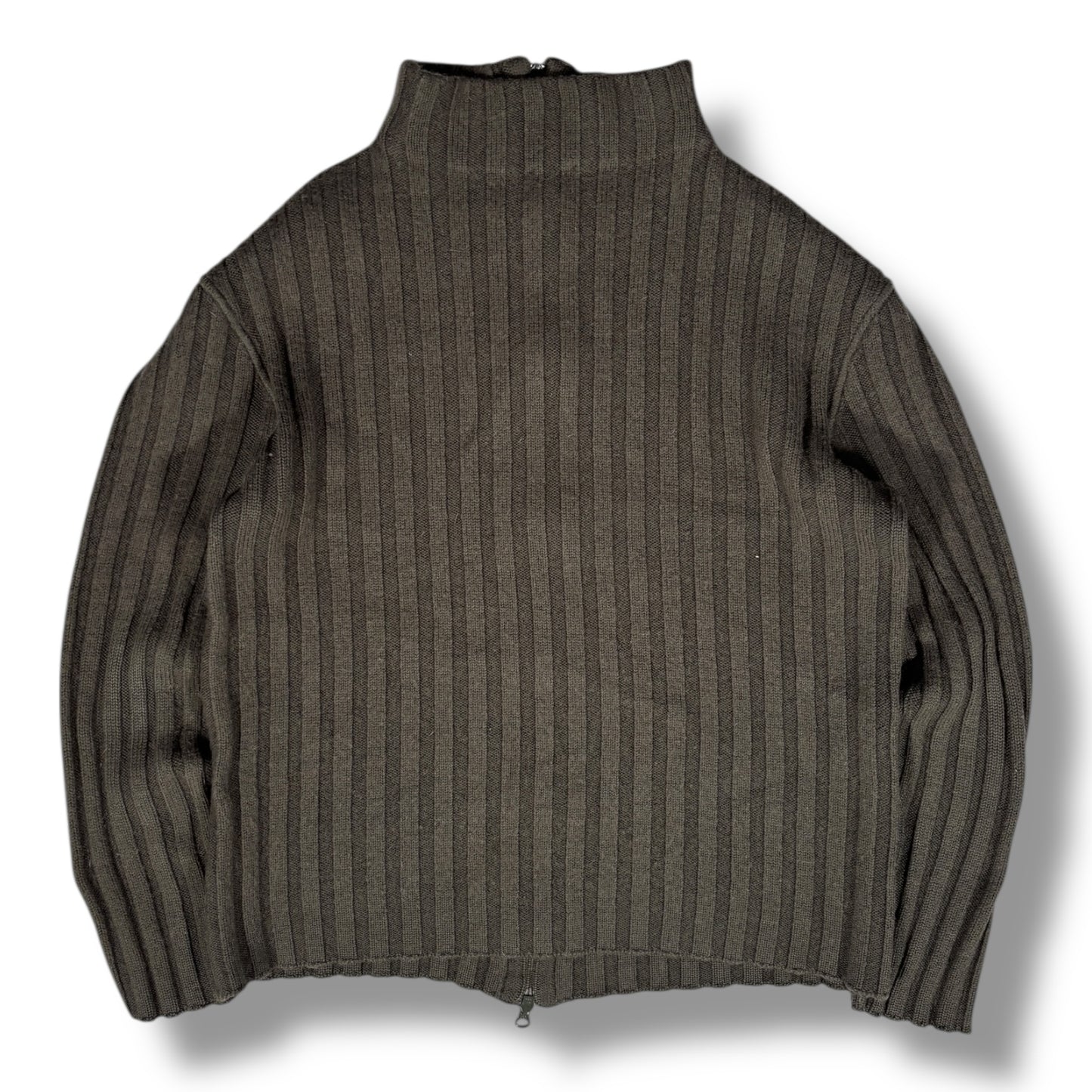 Armani Jeans 00’s Ribbed Full Zip Knit Jumper Small