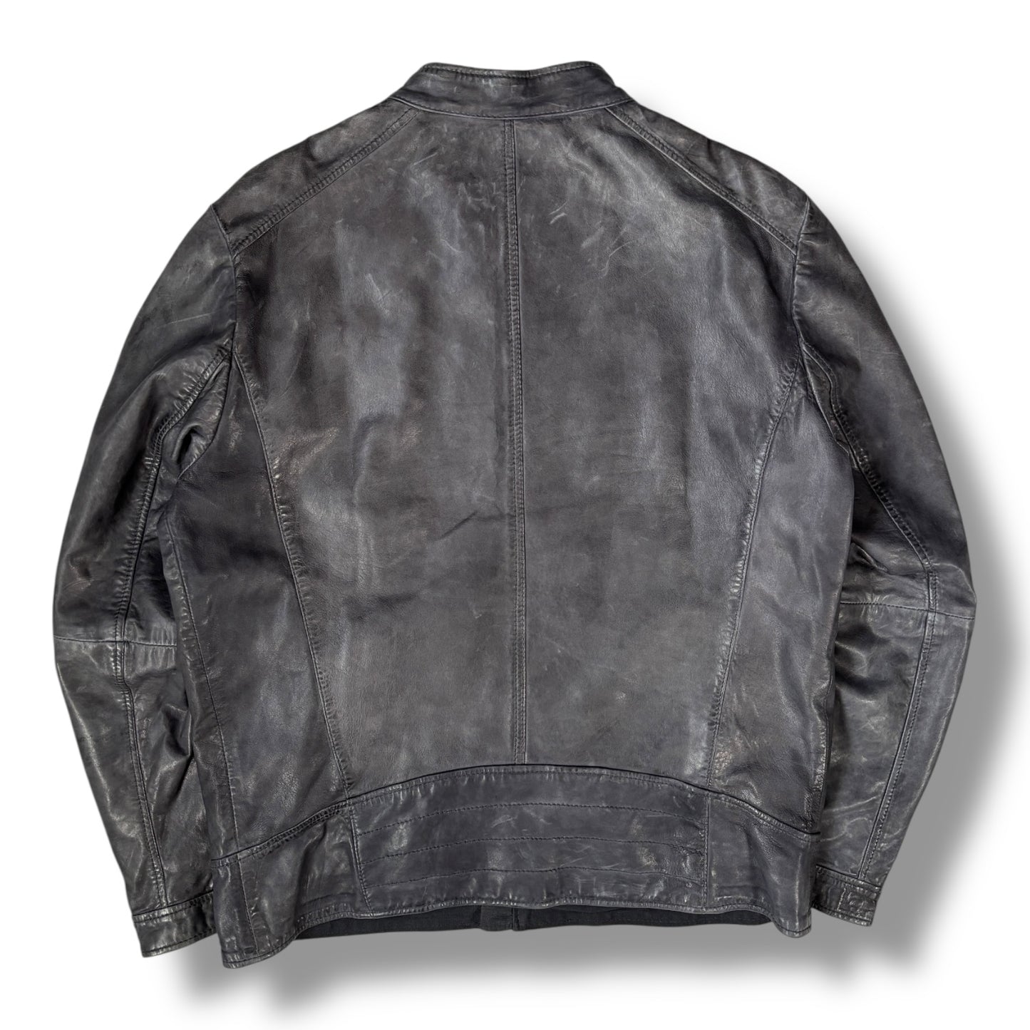 Hugo Boss 00’s Stone Grey Faux Leather Jacket Medium