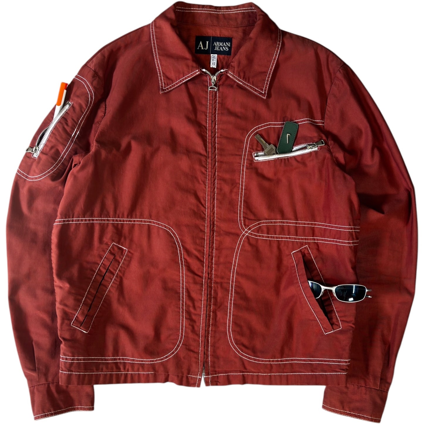 Armani Jeans 00's Contrast Stitch Cropped Jacket M