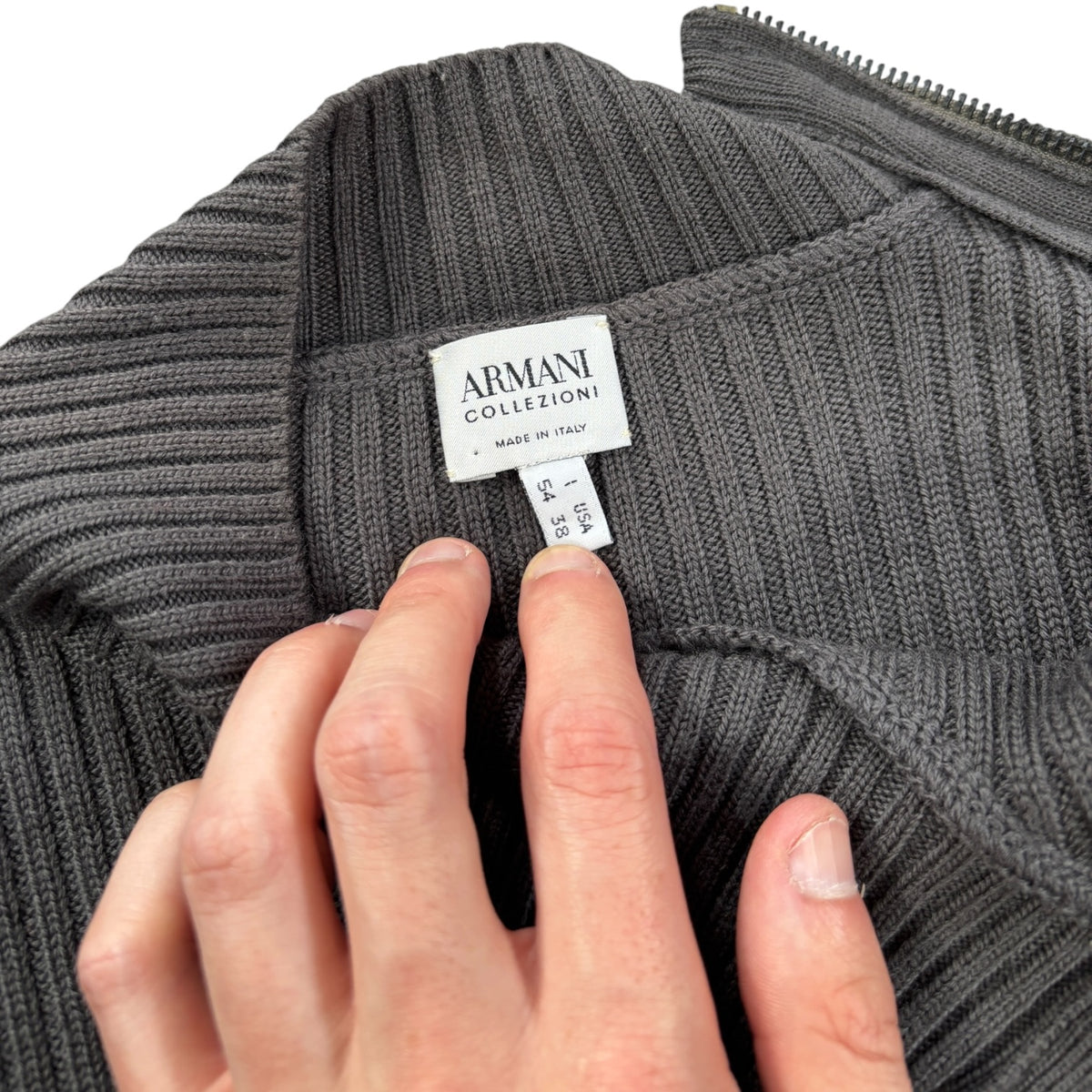 Armani Collezioni 00’s Merino Wool Shoulder Zip Jumper L