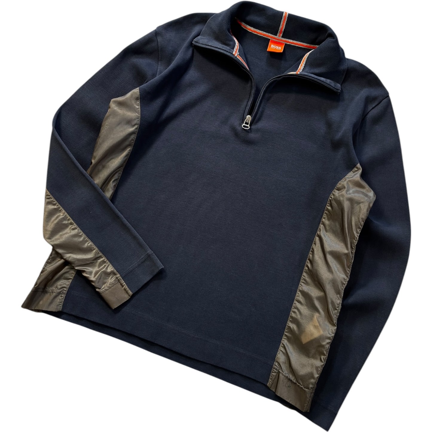 Hugo Boss Orange 00’s Panelled Translucent Quarter Zip Jumper L