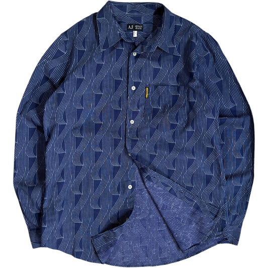 Armani Jeans 00's Patterned Linen Shirt L