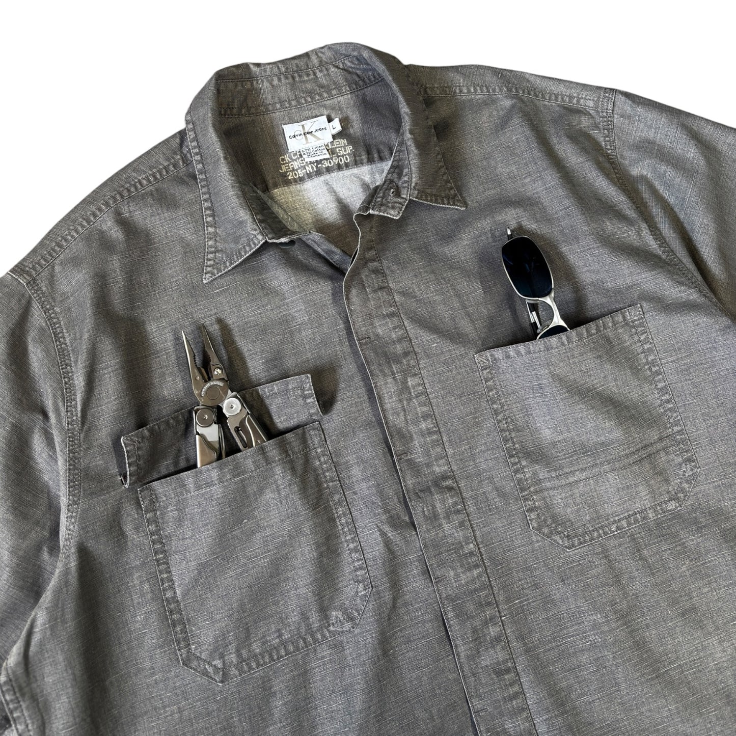 Calvin Klein Jeans Linen Utility Shirt L