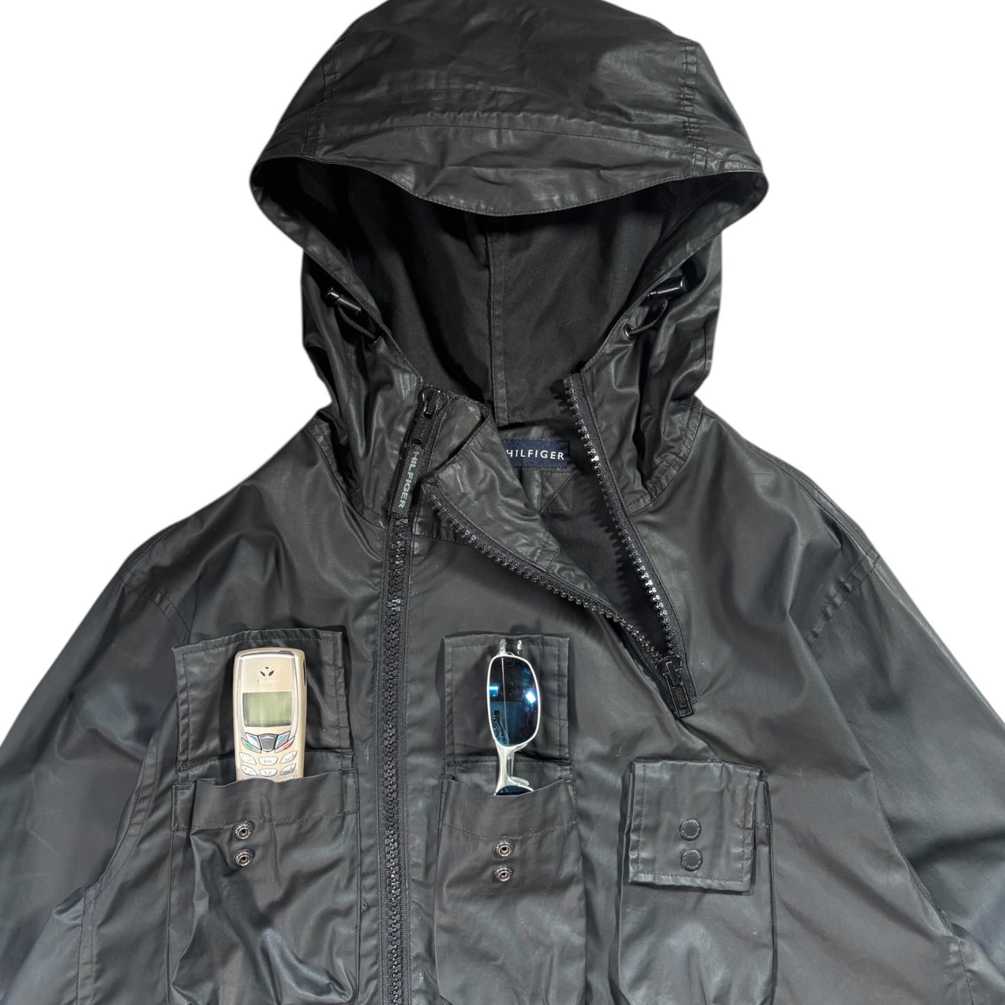 Tommy Hilfiger 00’s Dual Zip Rubberised Jacket L