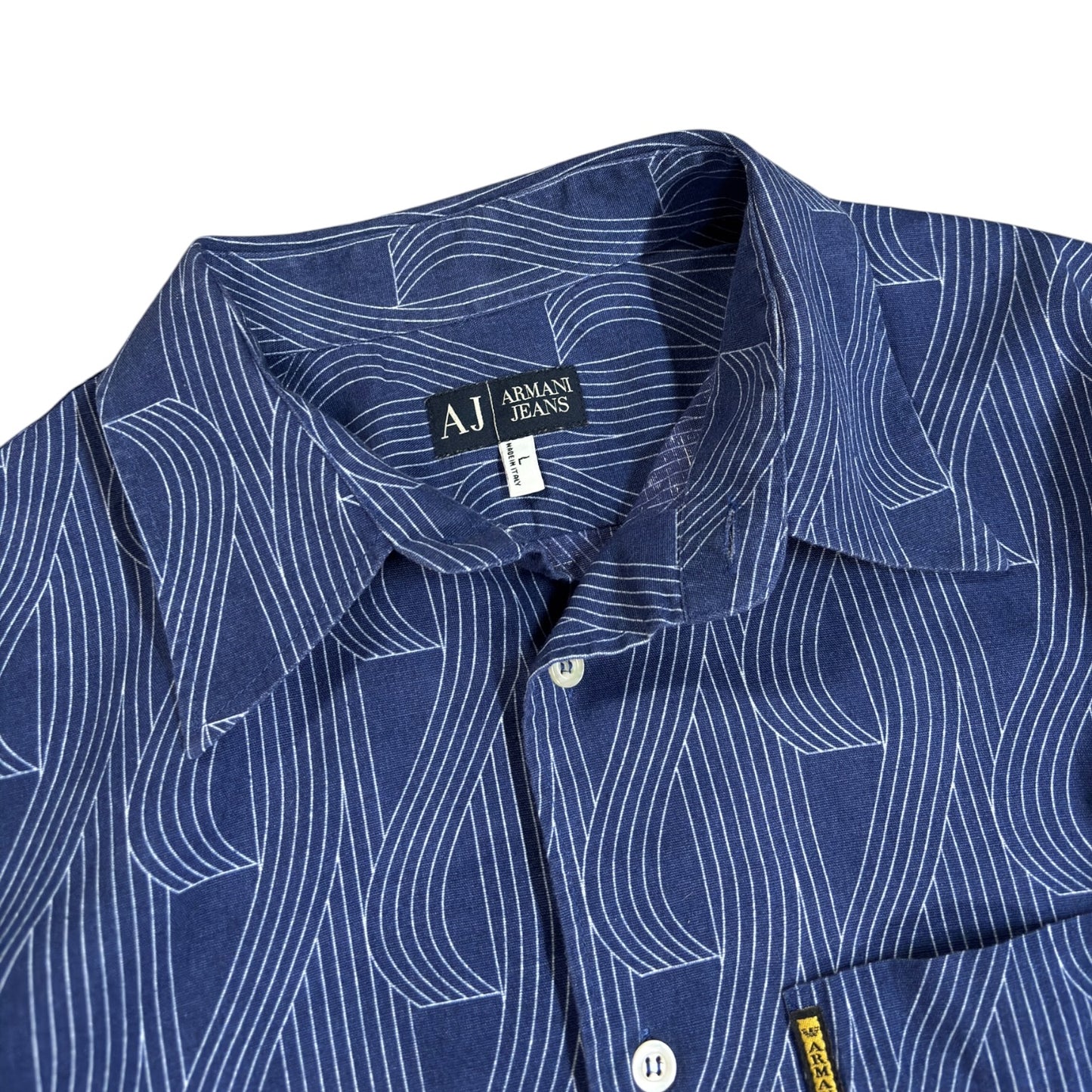 Armani Jeans 00's Patterned Linen Shirt L