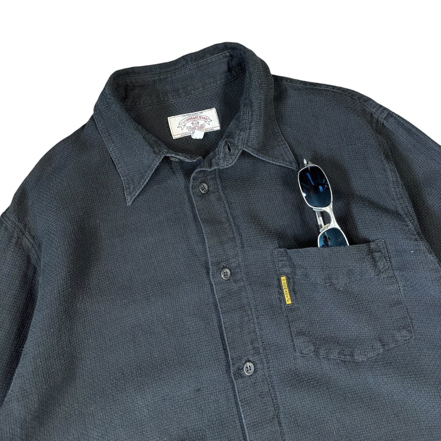Armani Jeans 90’s Ramie Blend Waffle Shirt L