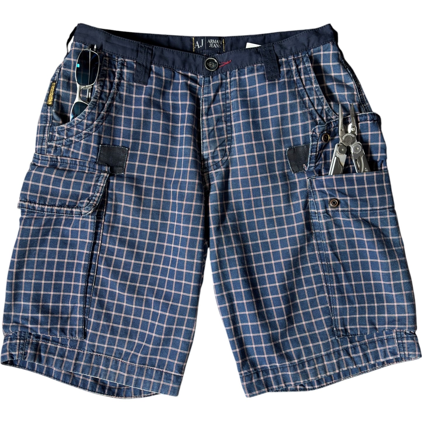 Armani Jeans 00’s Checkered Cargo Shorts W30