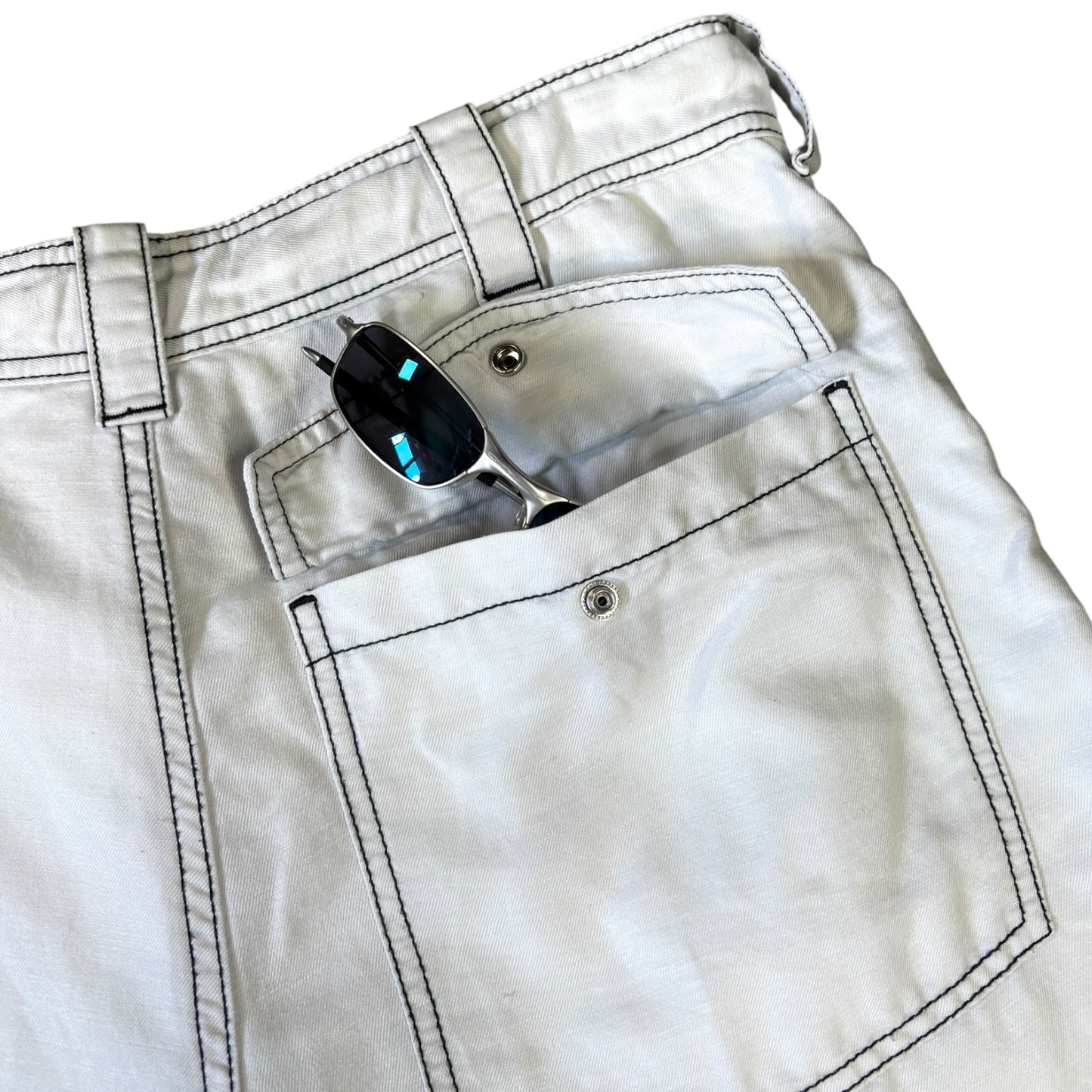 Armani Jeans 00’s Contrast Stitch Linen Hemp Shorts W32
