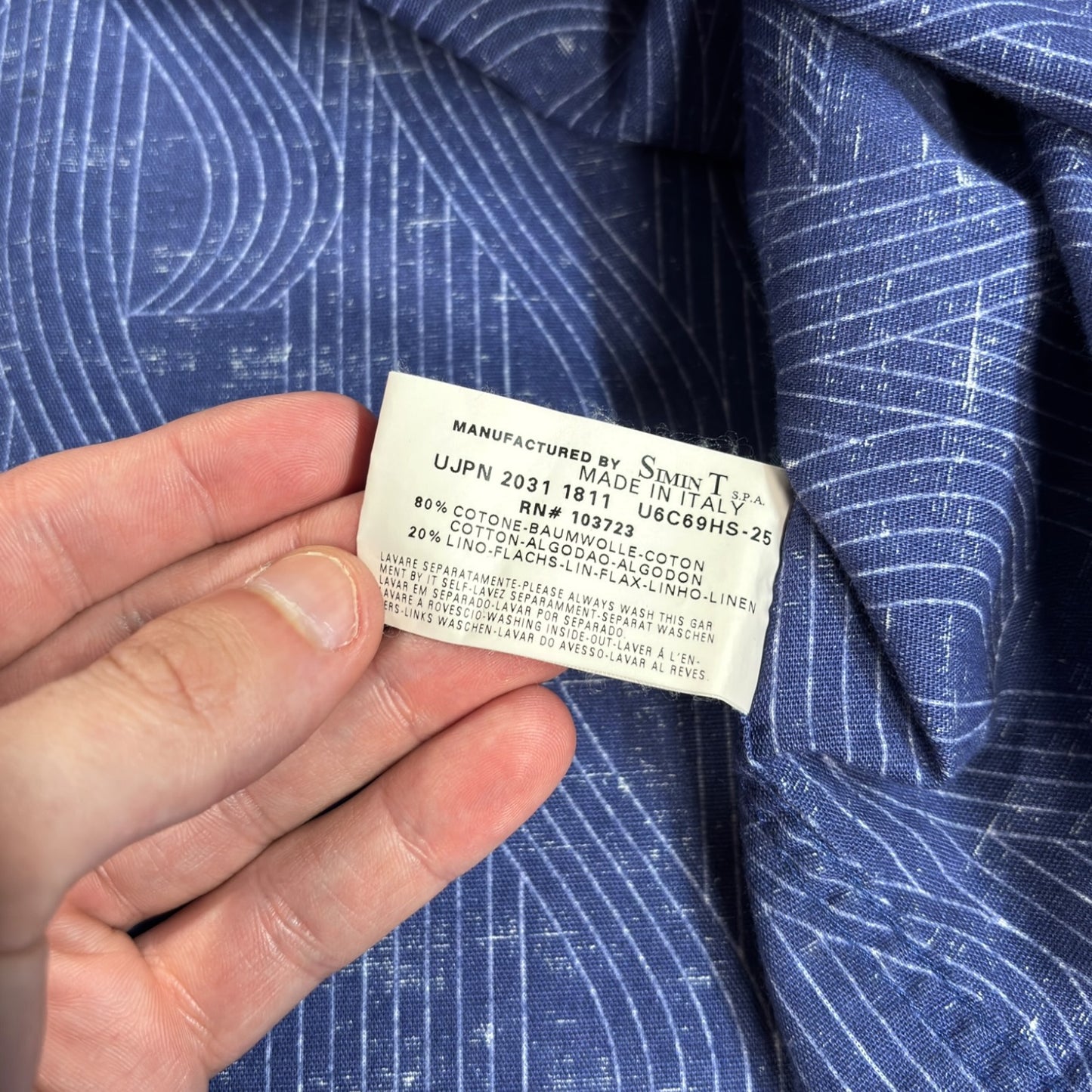 Armani Jeans 00's Patterned Linen Shirt L