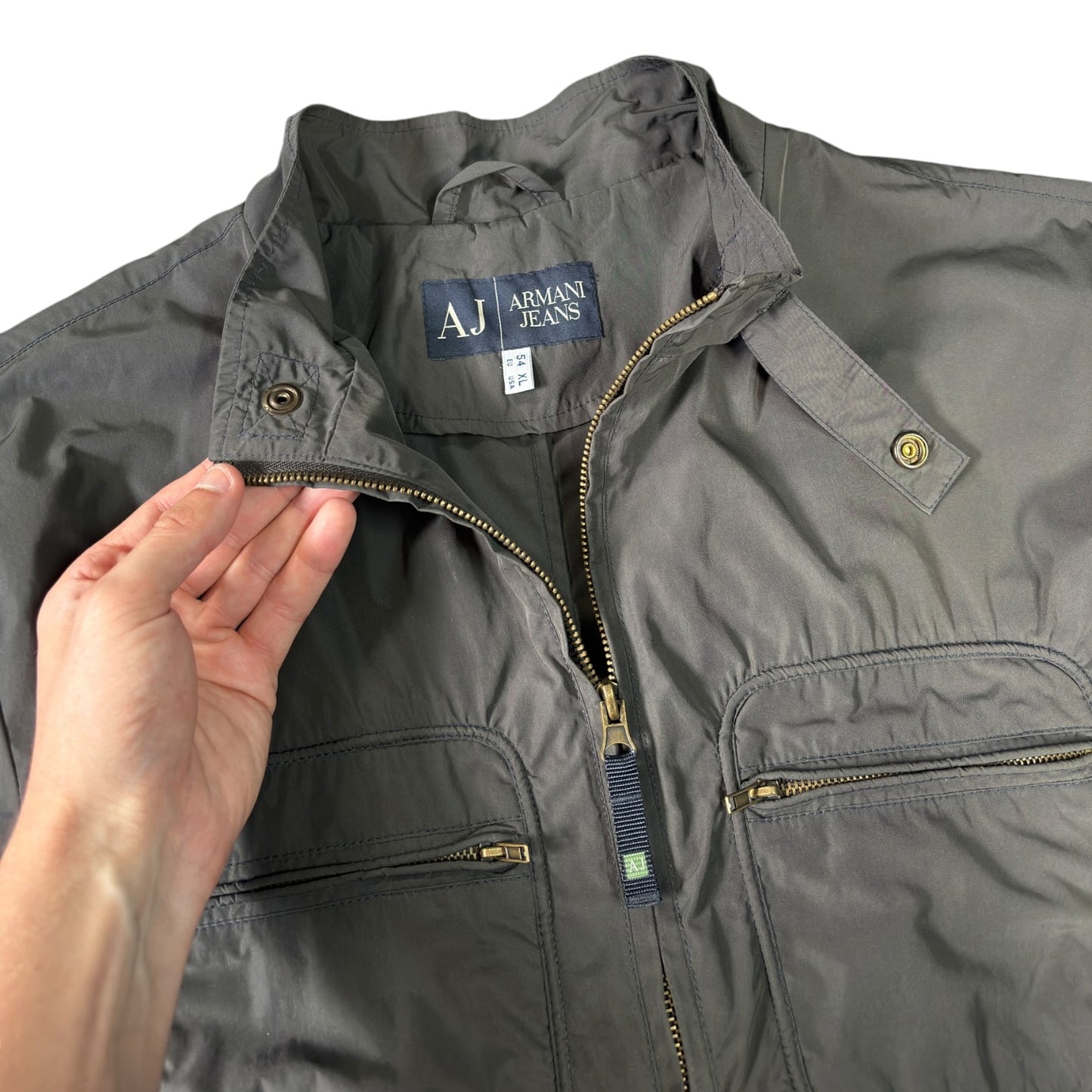 Armani Jeans 00's Dark Grey Cropped Multipocket Jacket XL