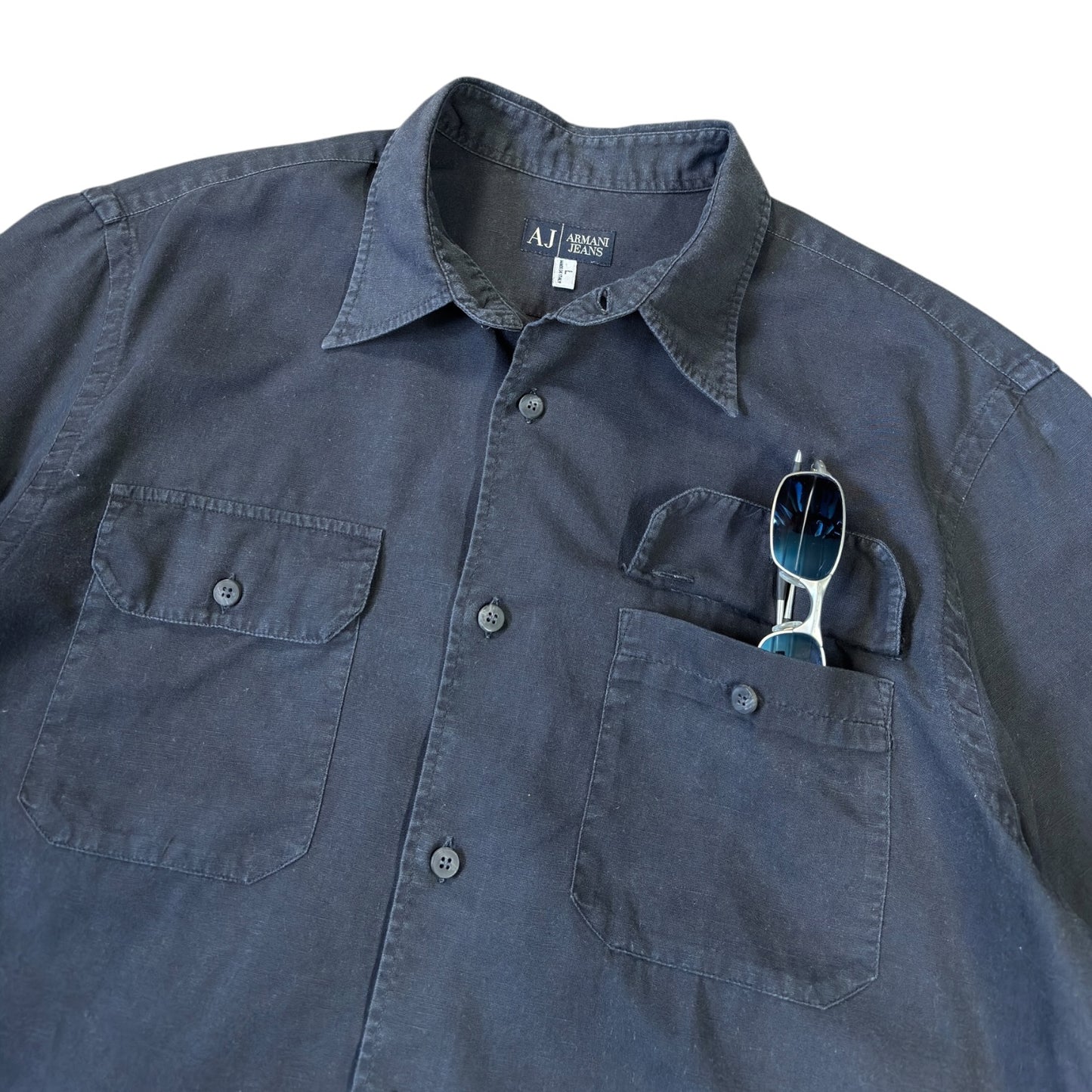 Armani Jeans 00’s Linen Short Sleeve Shirt L