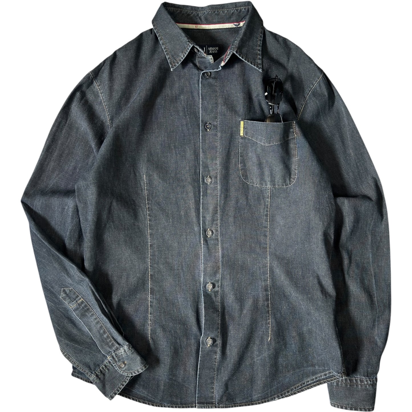 Armani Jeans 00's Dark Wash Denim Shirt XL